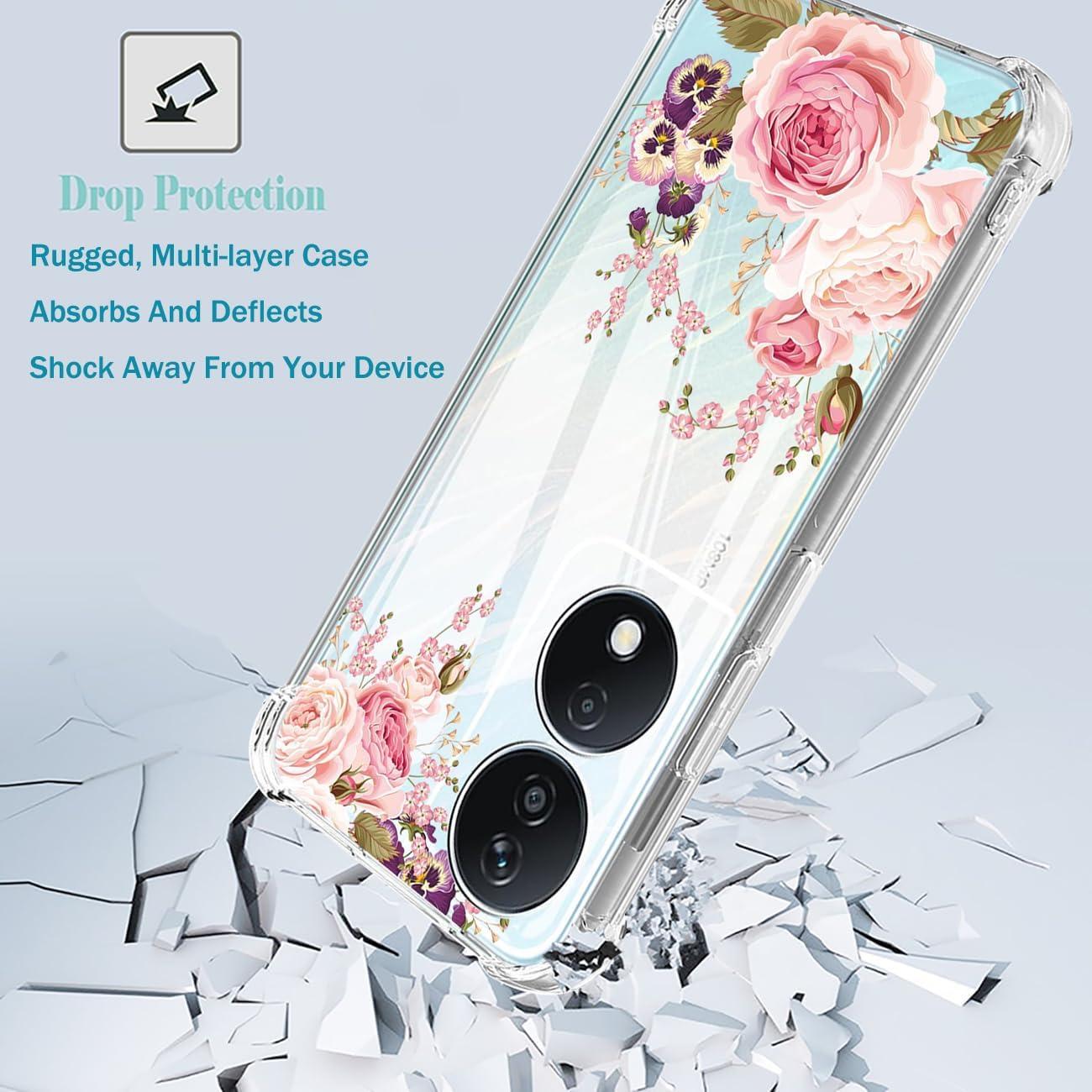 Funda TPU Rosa Floral Honor Play 50 Plus 5G / Honor X7B