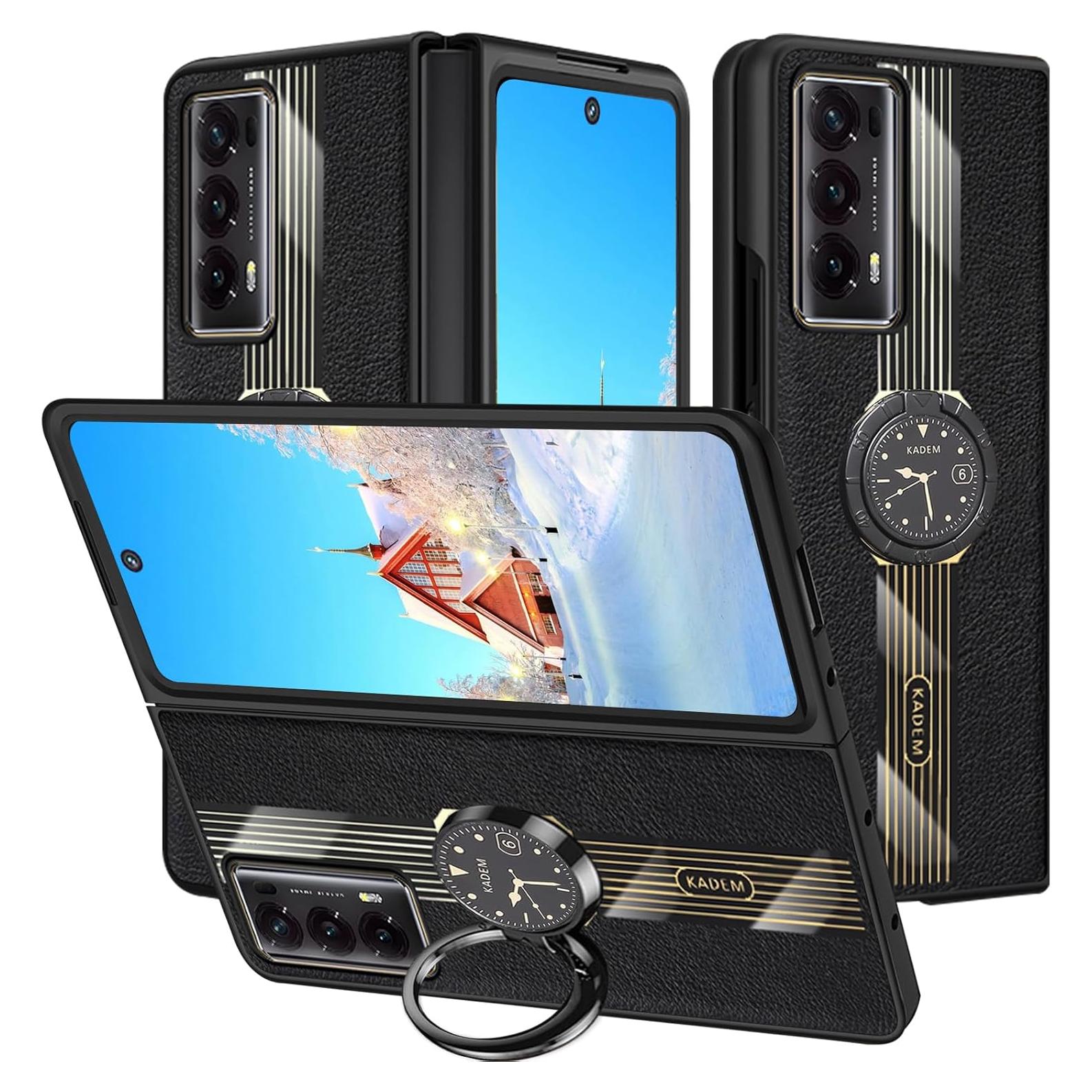 Funda Honor Magic V2 Cuero Negro con Soporte Antideslizante