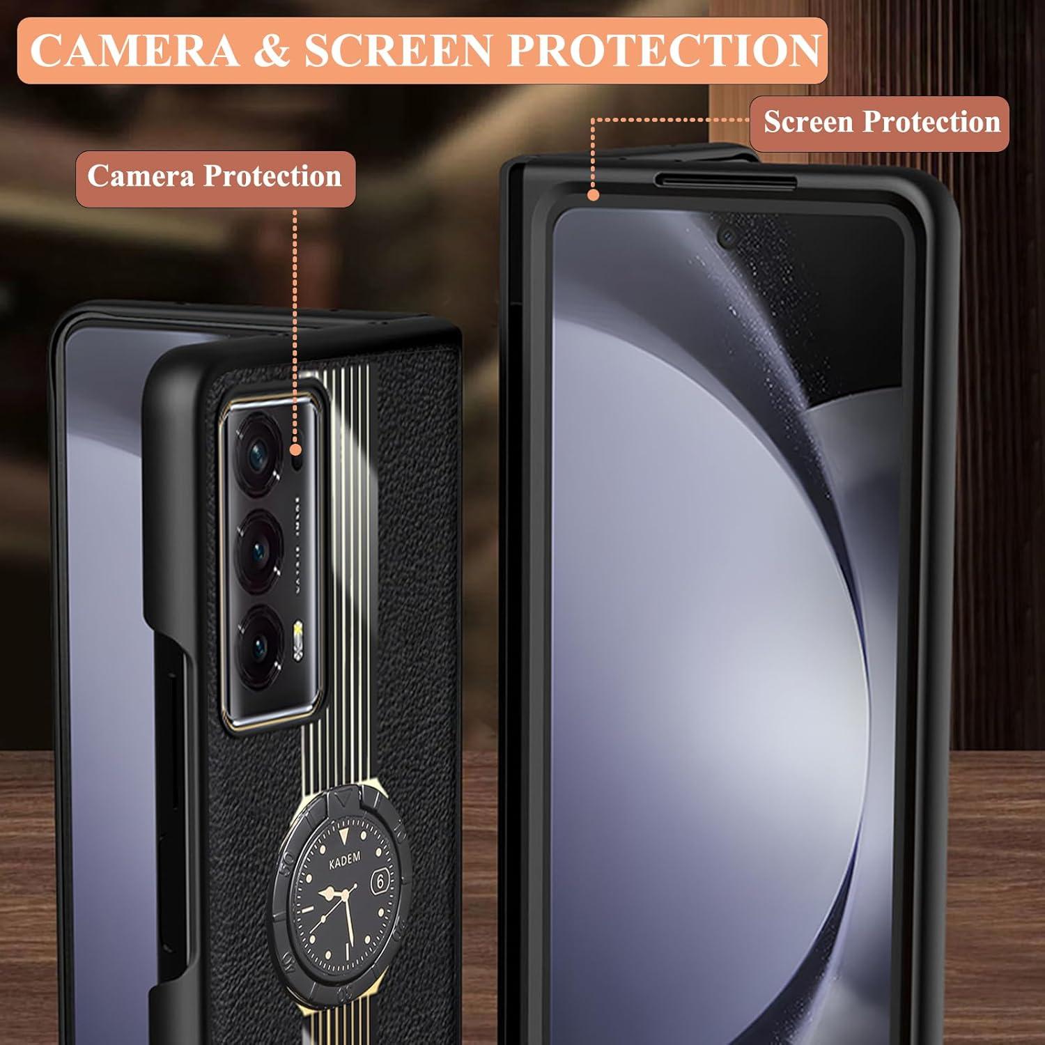 Funda Honor Magic V2 Cuero Negro con Soporte Antideslizante