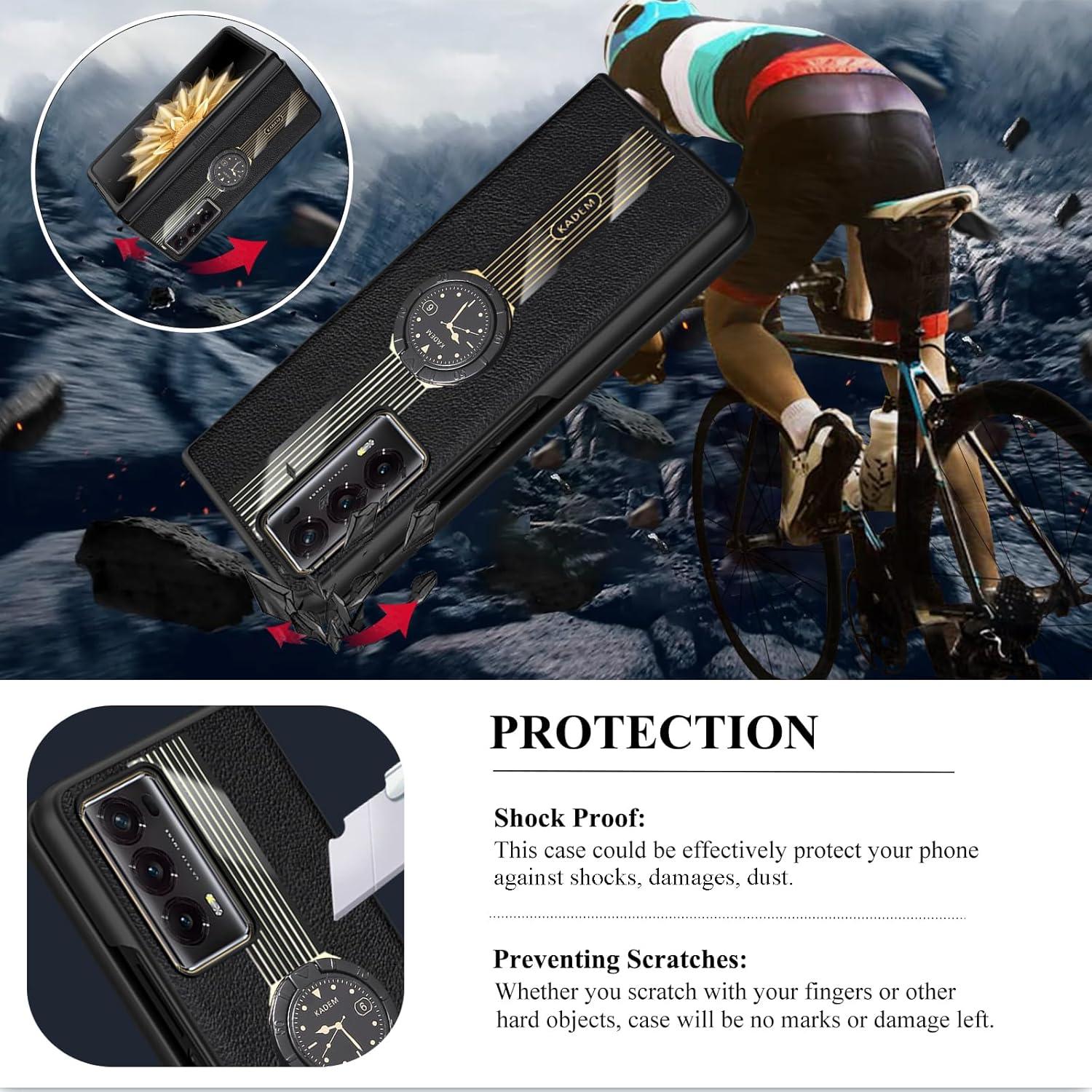 Funda Honor Magic V2 Cuero Negro con Soporte Antideslizante