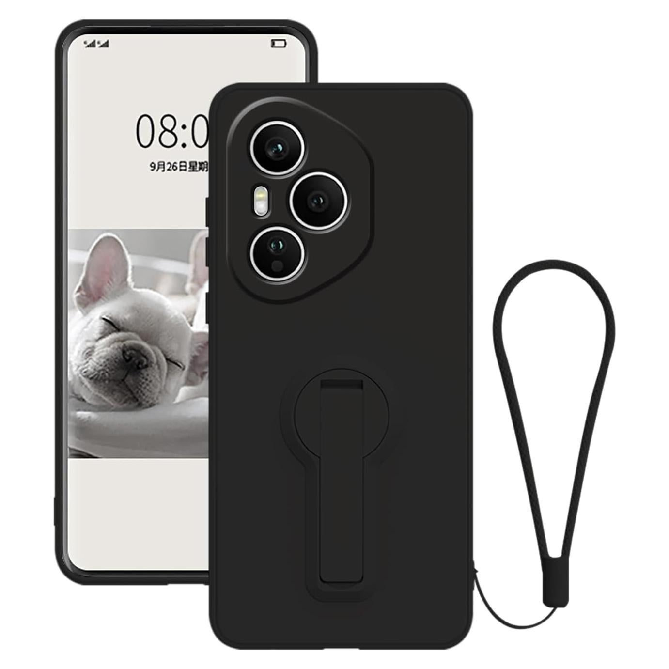 Funda de Silicona Honor 400 Pro con Soporte y Correa - Negro