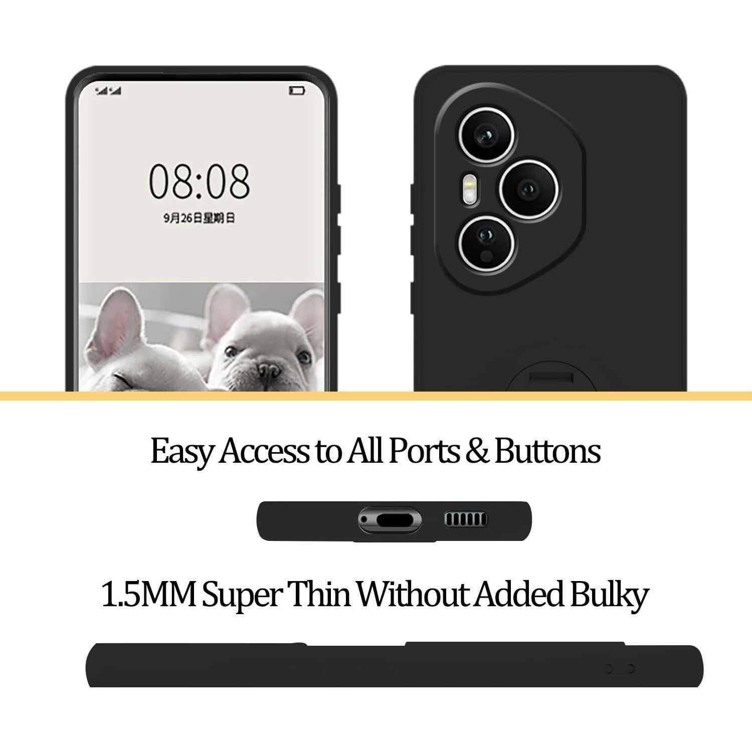 Funda de Silicona Honor 400 Pro con Soporte y Correa - Negro