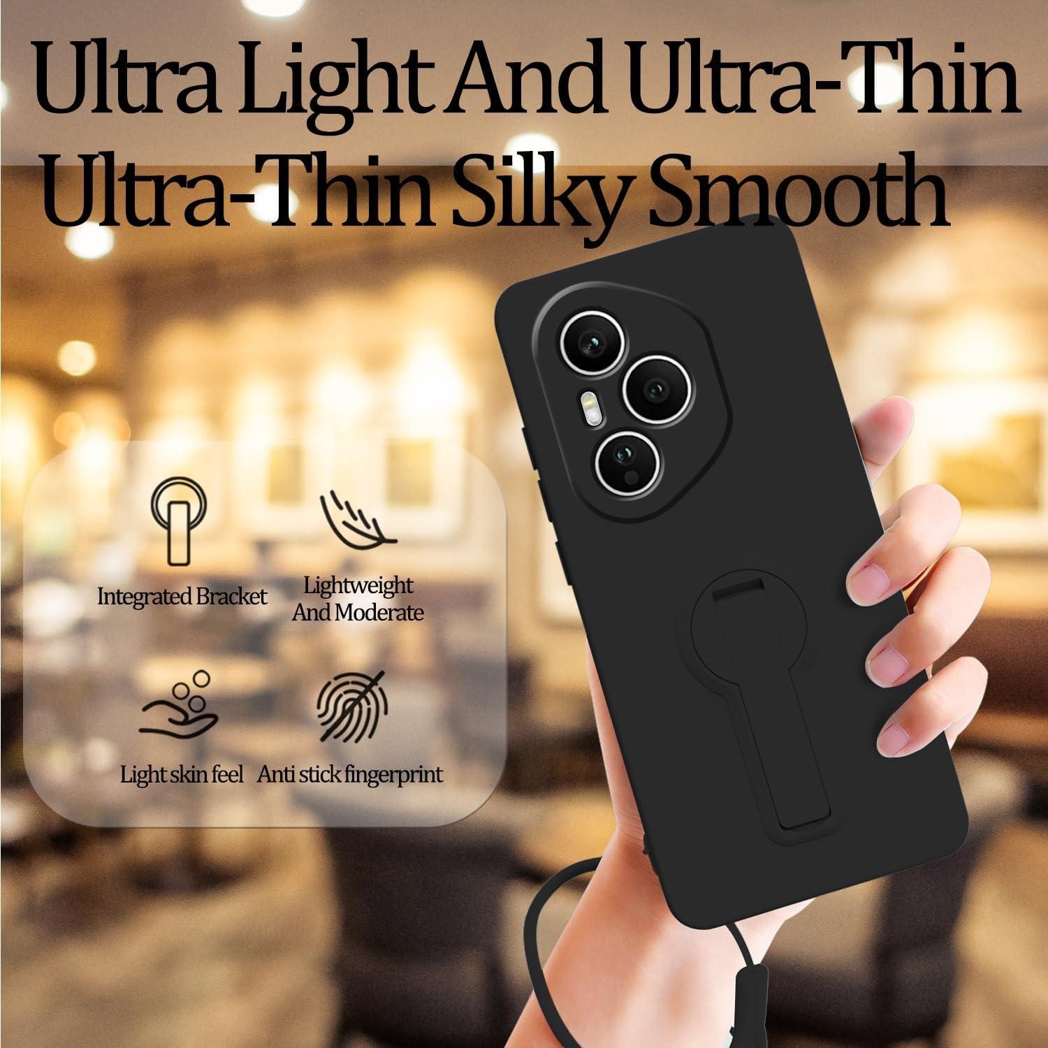 Funda de Silicona Honor 400 Pro con Soporte y Correa - Negro