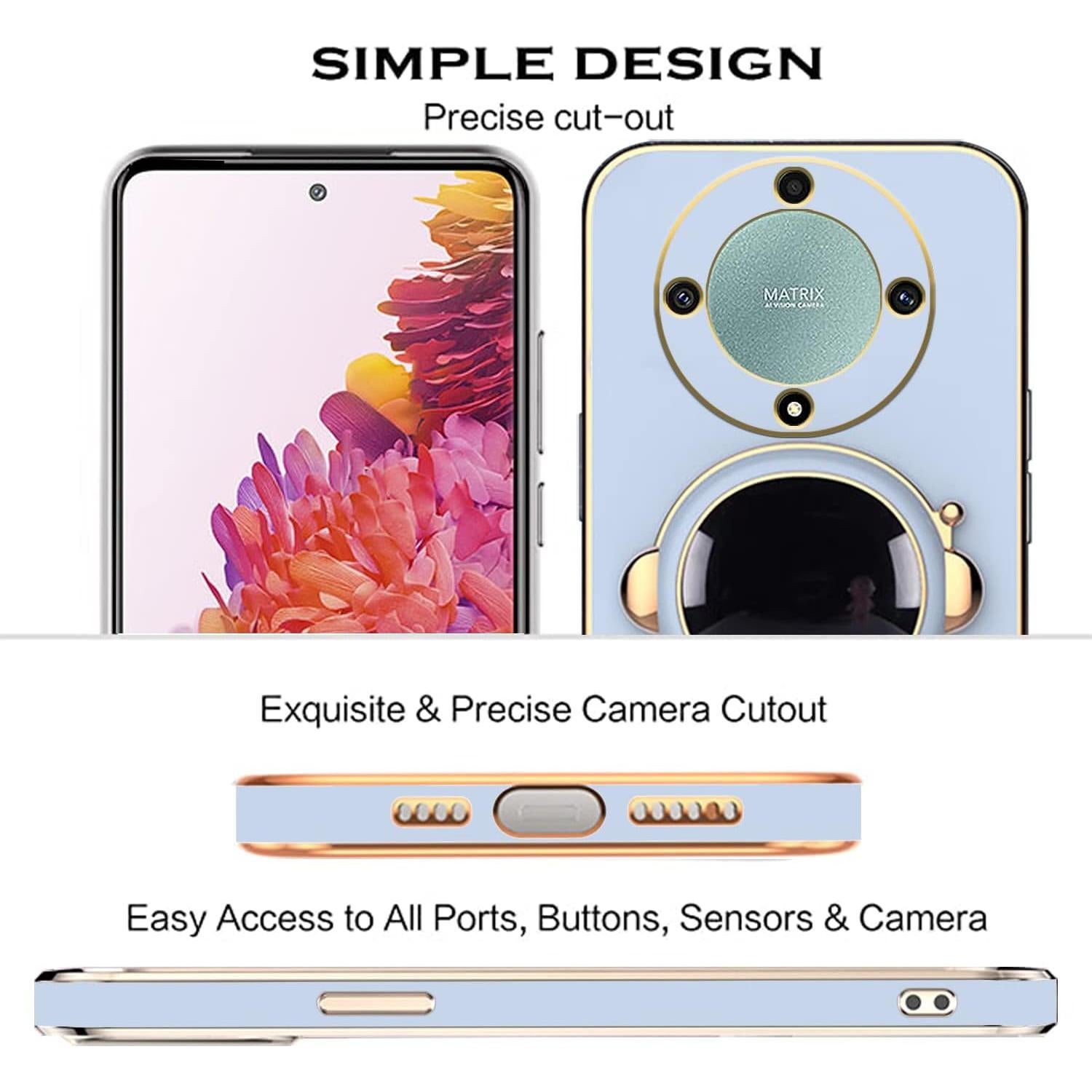 Funda de Silicona Honor Magic 5 Lite con Soporte Astronauta Azul