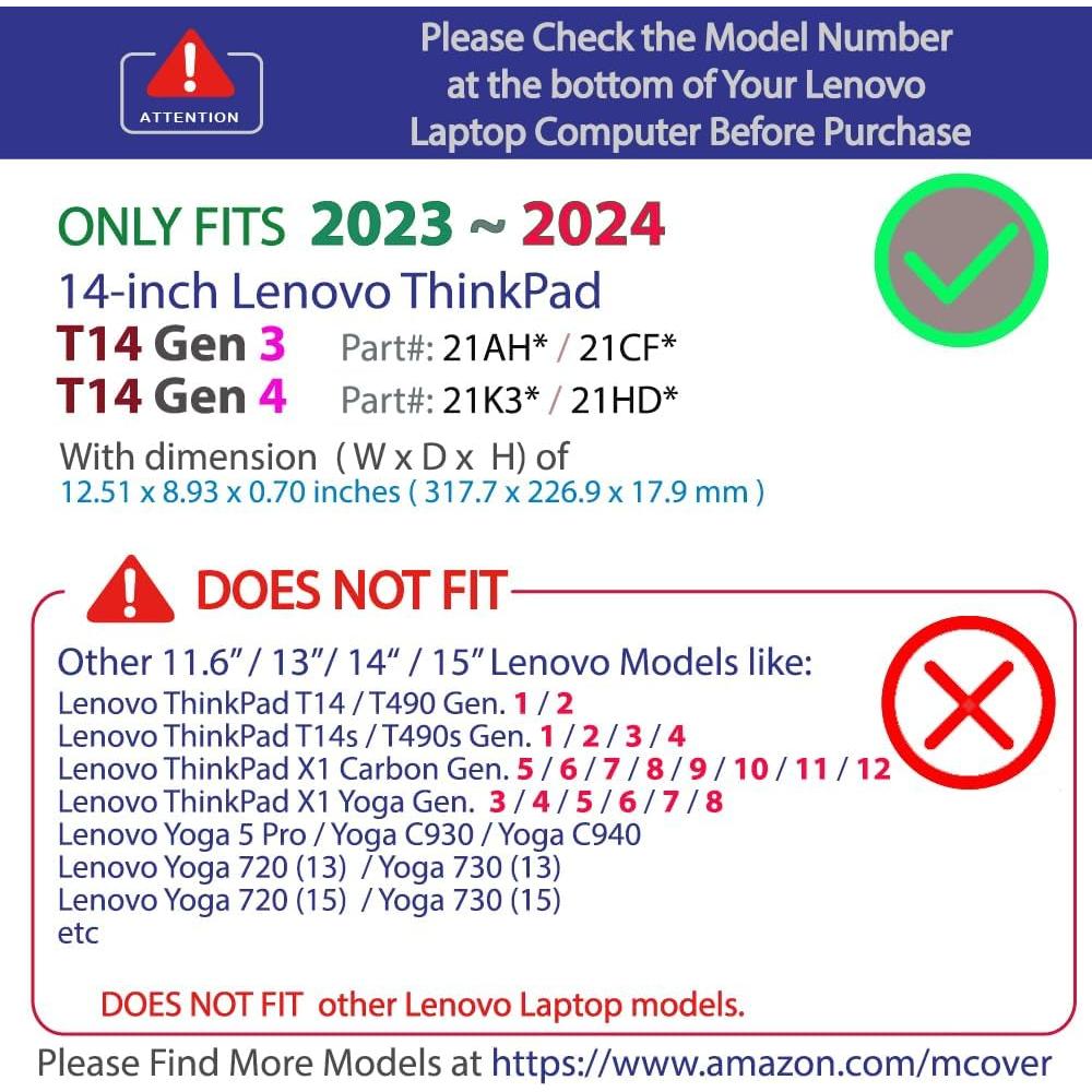 Funda Dura mCover para Lenovo ThinkPad T14 Gen 3/4 14" Transparente
