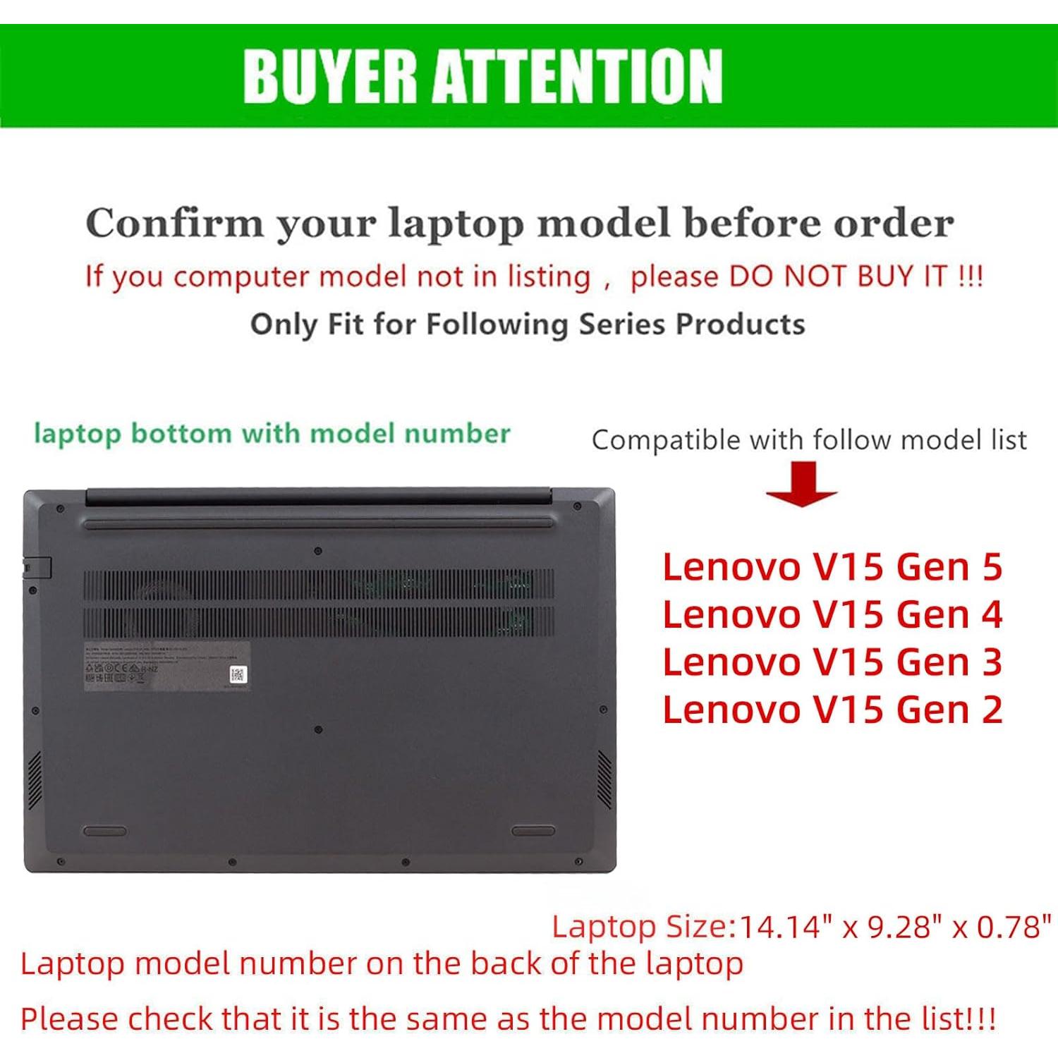Funda para Laptop Lenovo V15 Gen 5/4/3/2 15.6" PU Negro