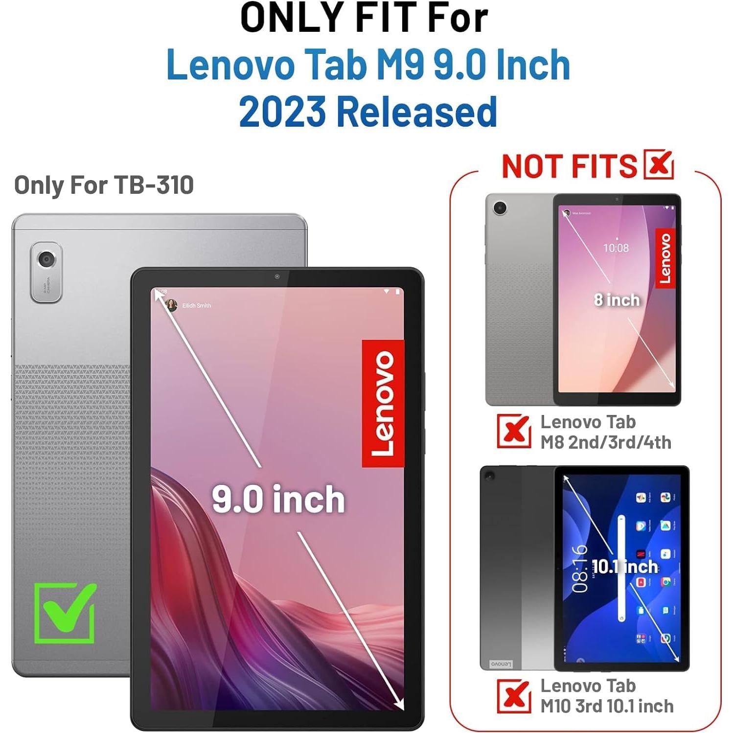 Funda ZenRich para Lenovo Tab M9 2023 9" Negra con Soporte 360°