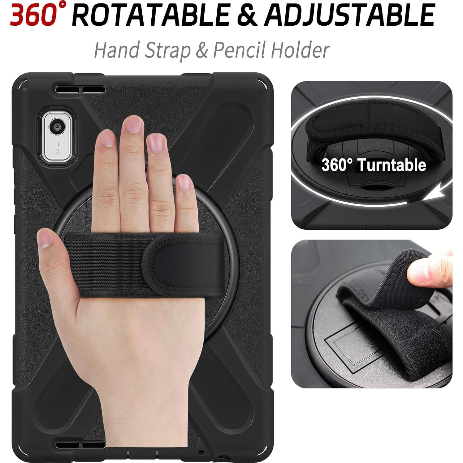 Funda ZenRich para Lenovo Tab M9 2023 9" Negra con Soporte 360°