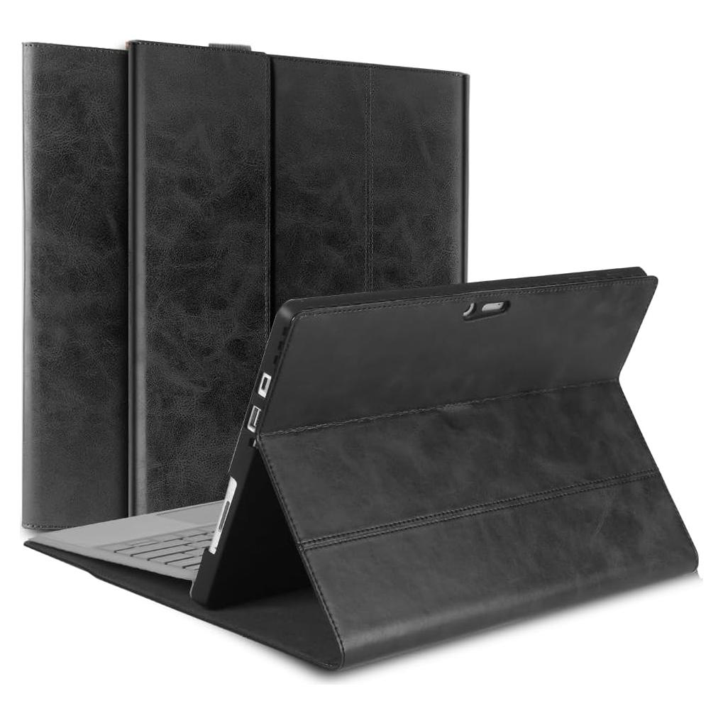 Funda de Cuero Genuino para Microsoft Surface Go 1/2/3/4 10.5" Negra