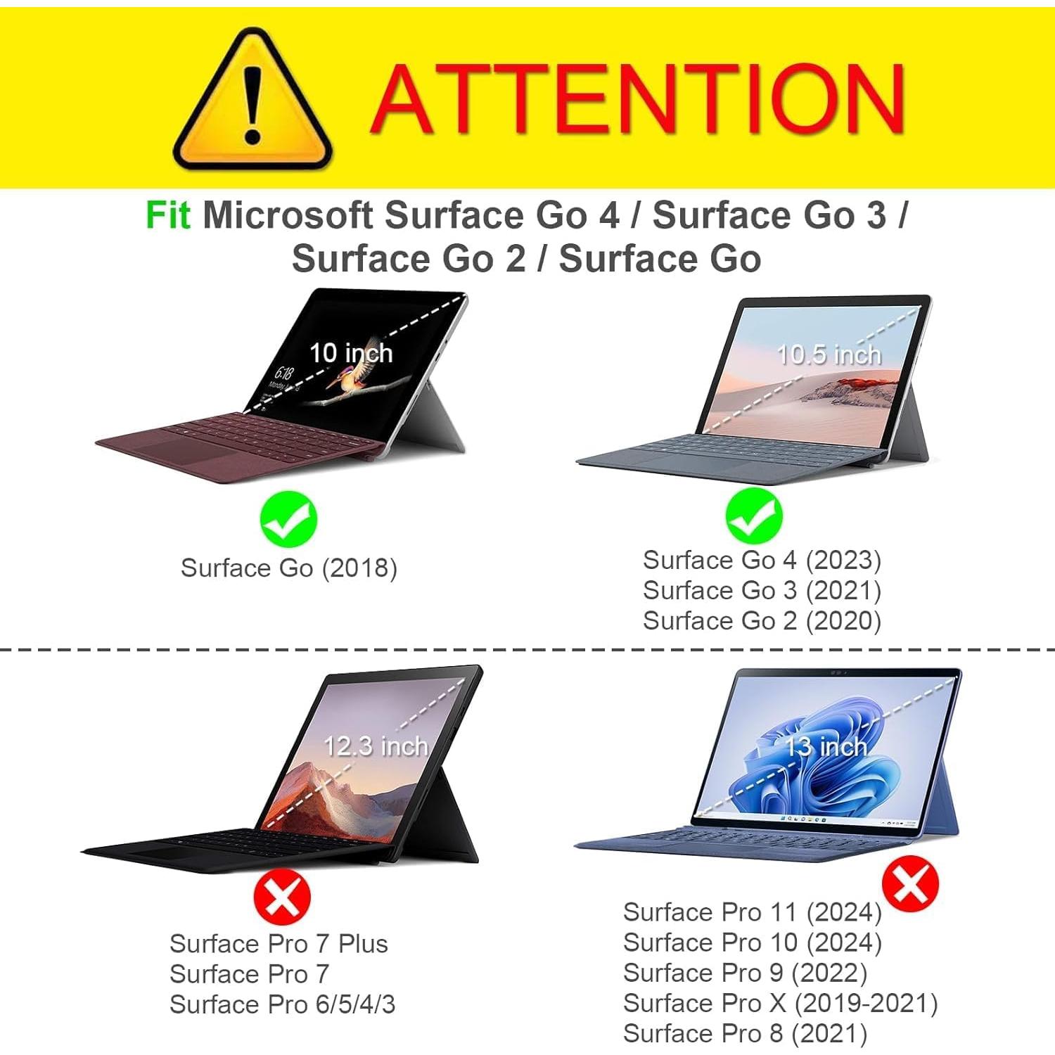 Funda de Cuero Genuino para Microsoft Surface Go 1/2/3/4 10.5" Negra