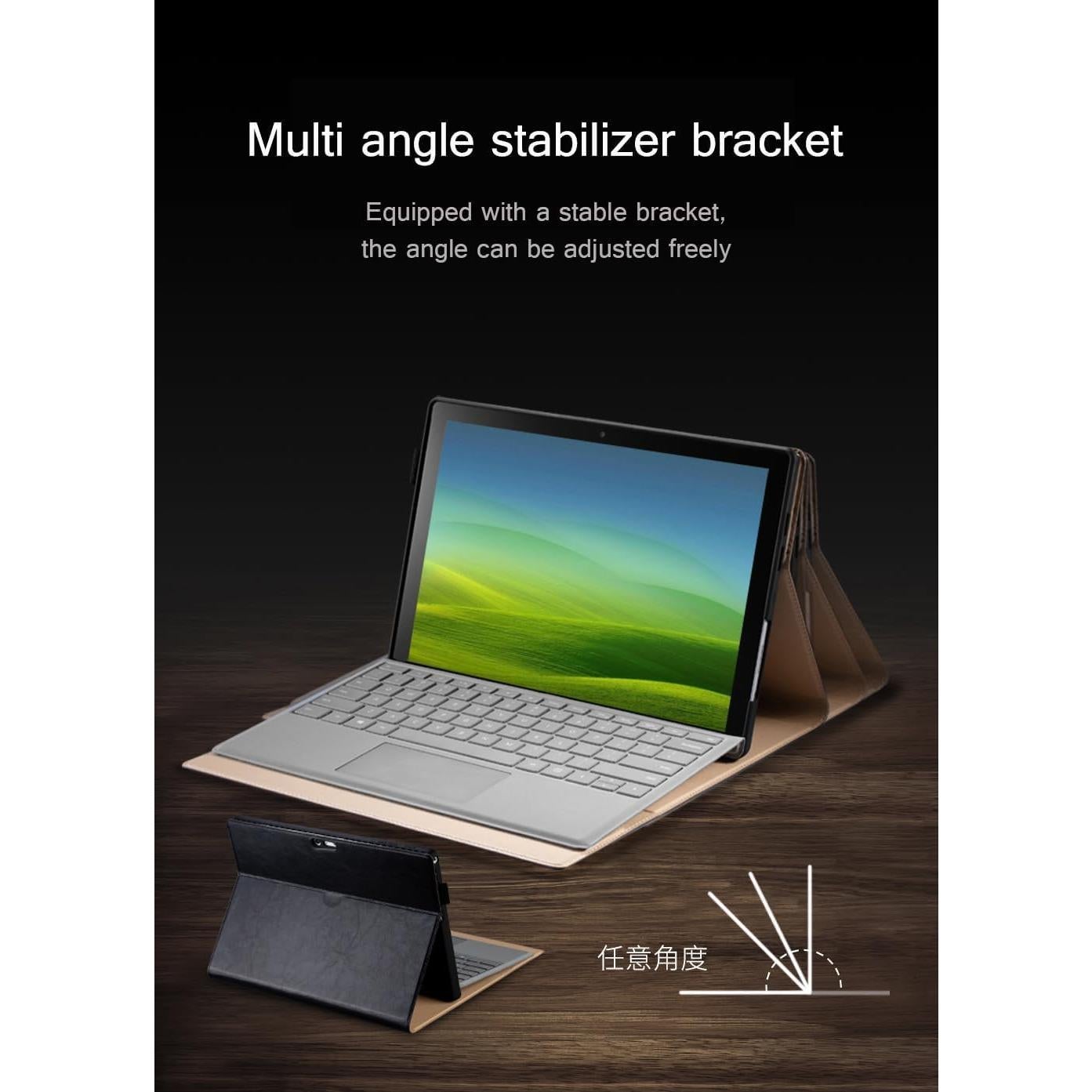 Funda de Cuero Genuino para Microsoft Surface Go 1/2/3/4 10.5" Negra