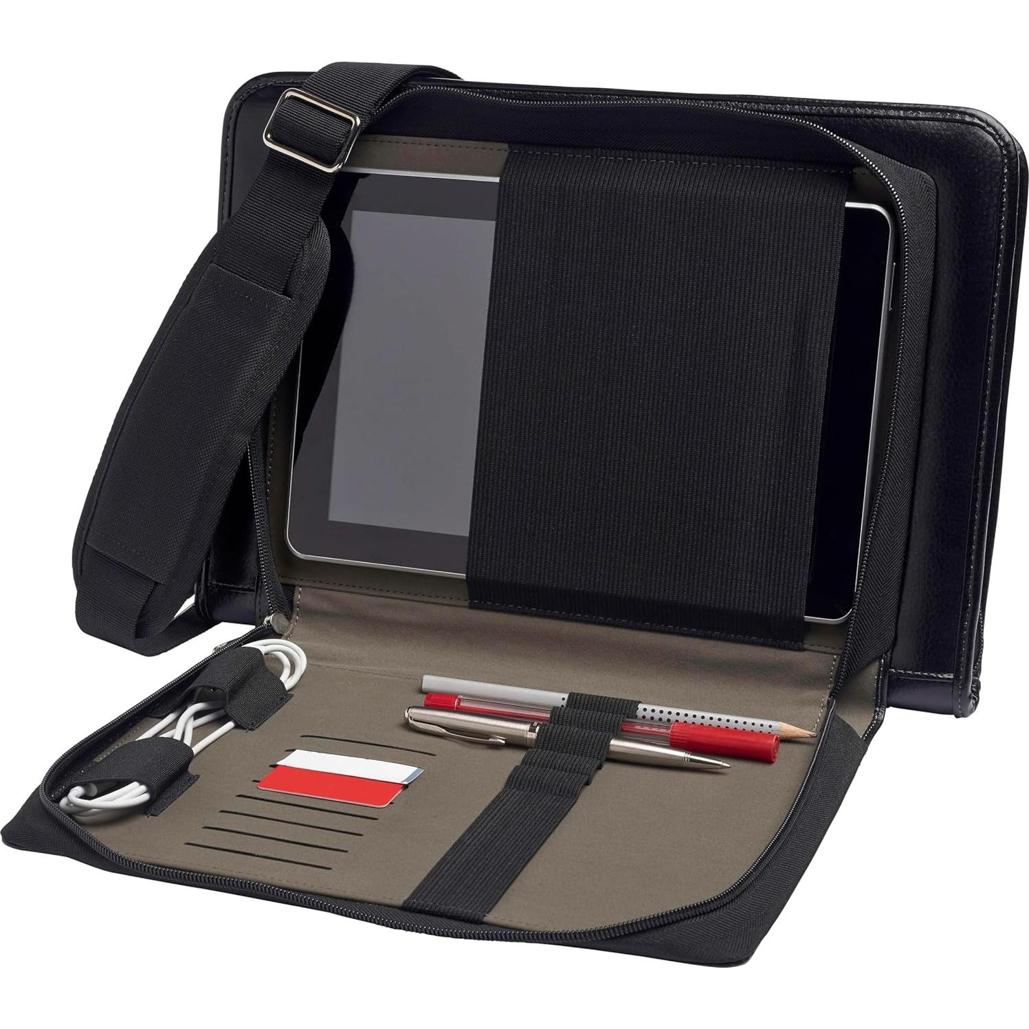 Funda de Mensajero de Cuero Negro Broonel para Laptop 16"