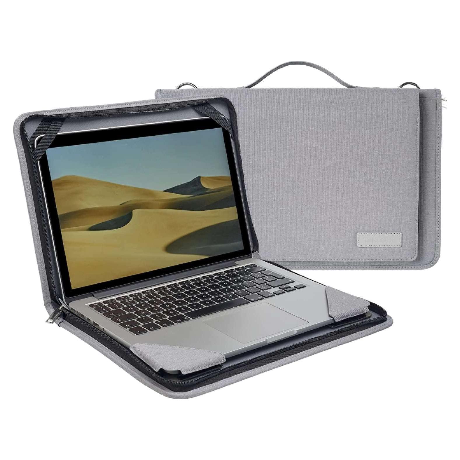Funda de Mensajero de Cuero Gris Broonel para Laptop 16"