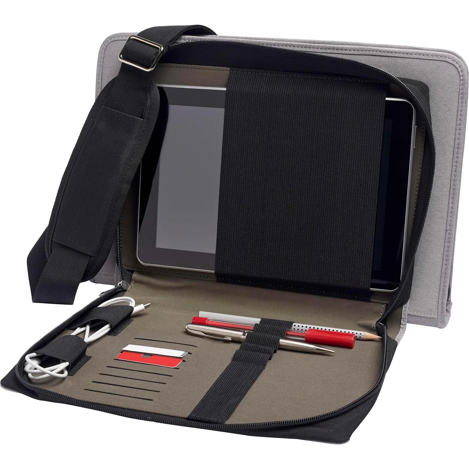 Funda de Mensajero de Cuero Gris Broonel para Laptop 16"