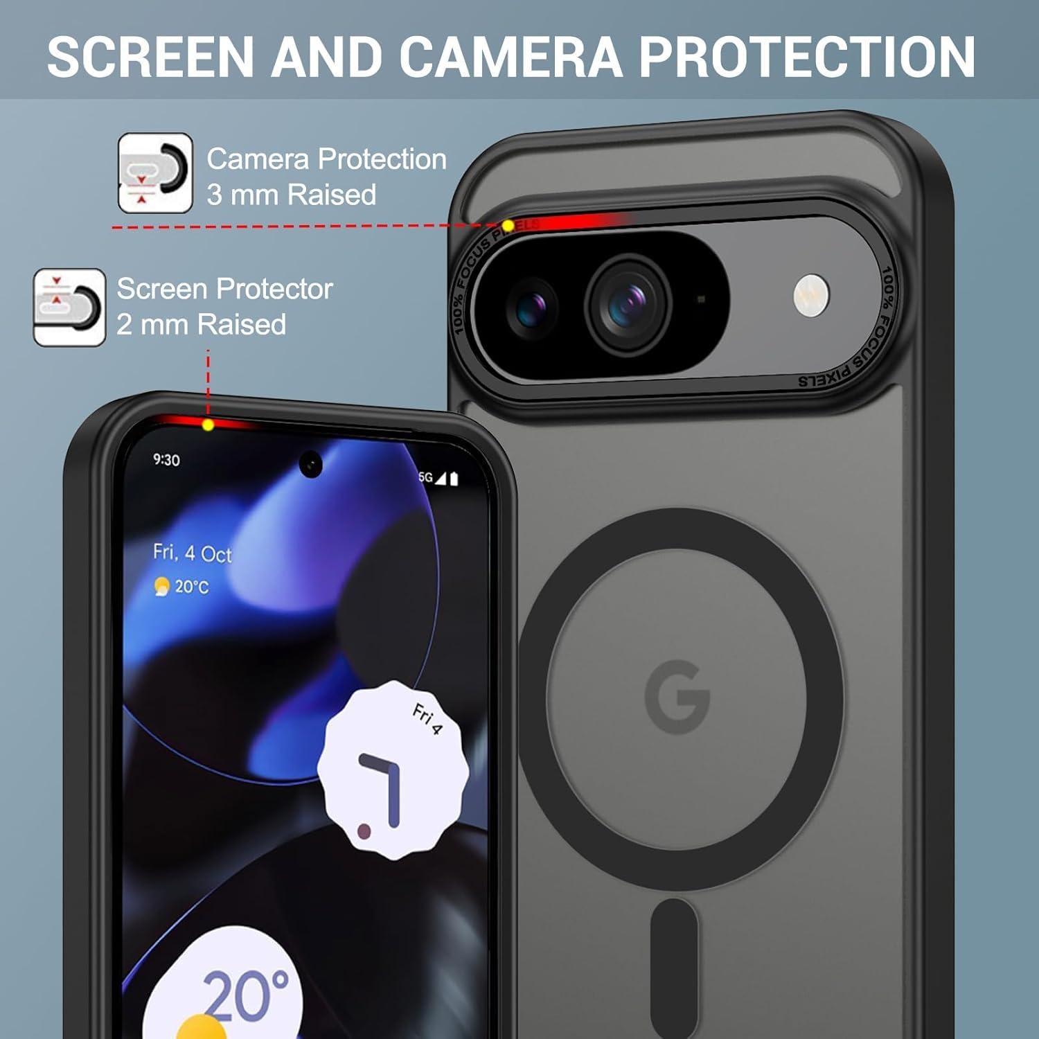 Funda GaoBao para Google Pixel 9/9 Pro - Protección Militar, Negro