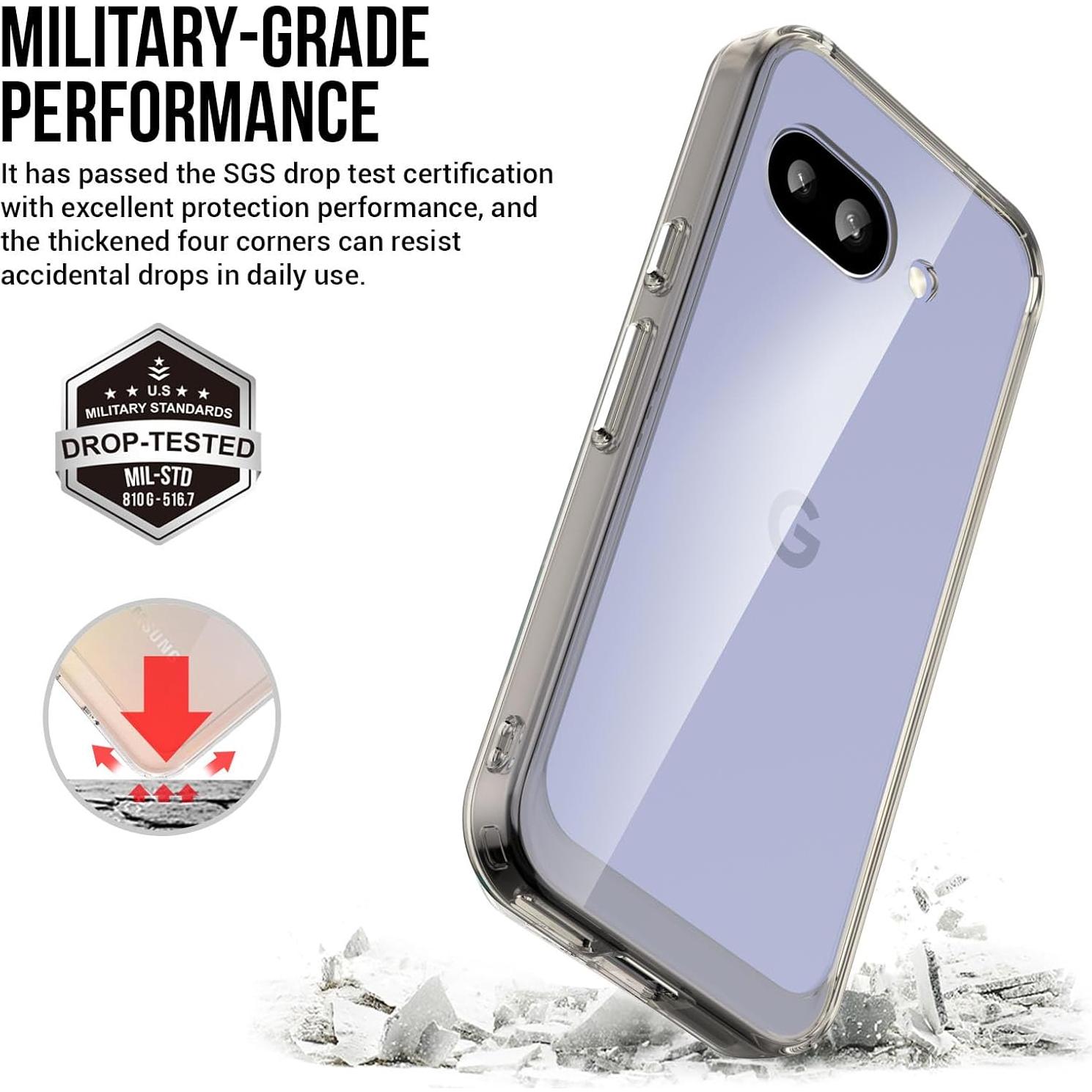 Funda Protectora Guarishel para Google Pixel 9a - Transparente-Negro