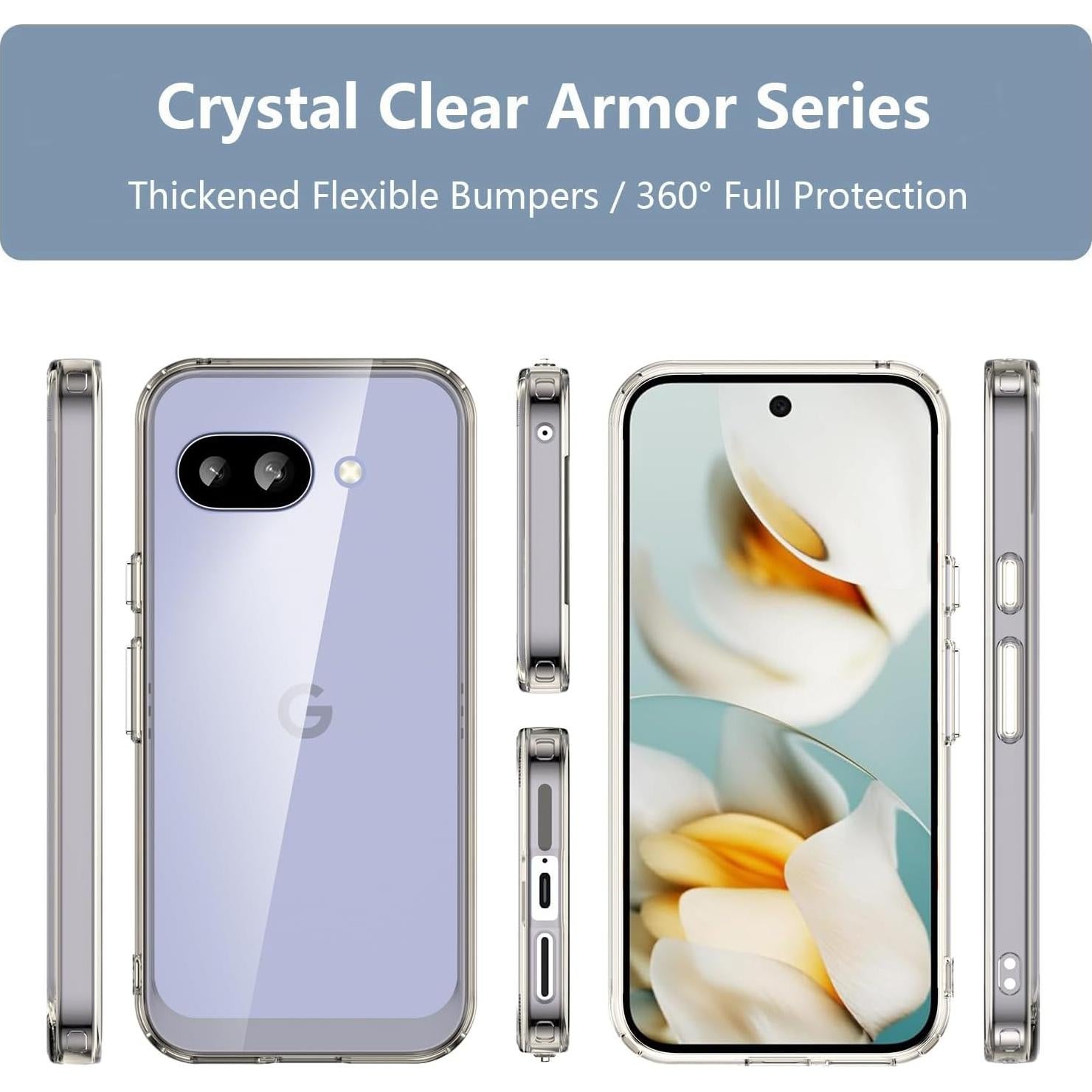 Funda Protectora Guarishel para Google Pixel 9a - Transparente-Negro