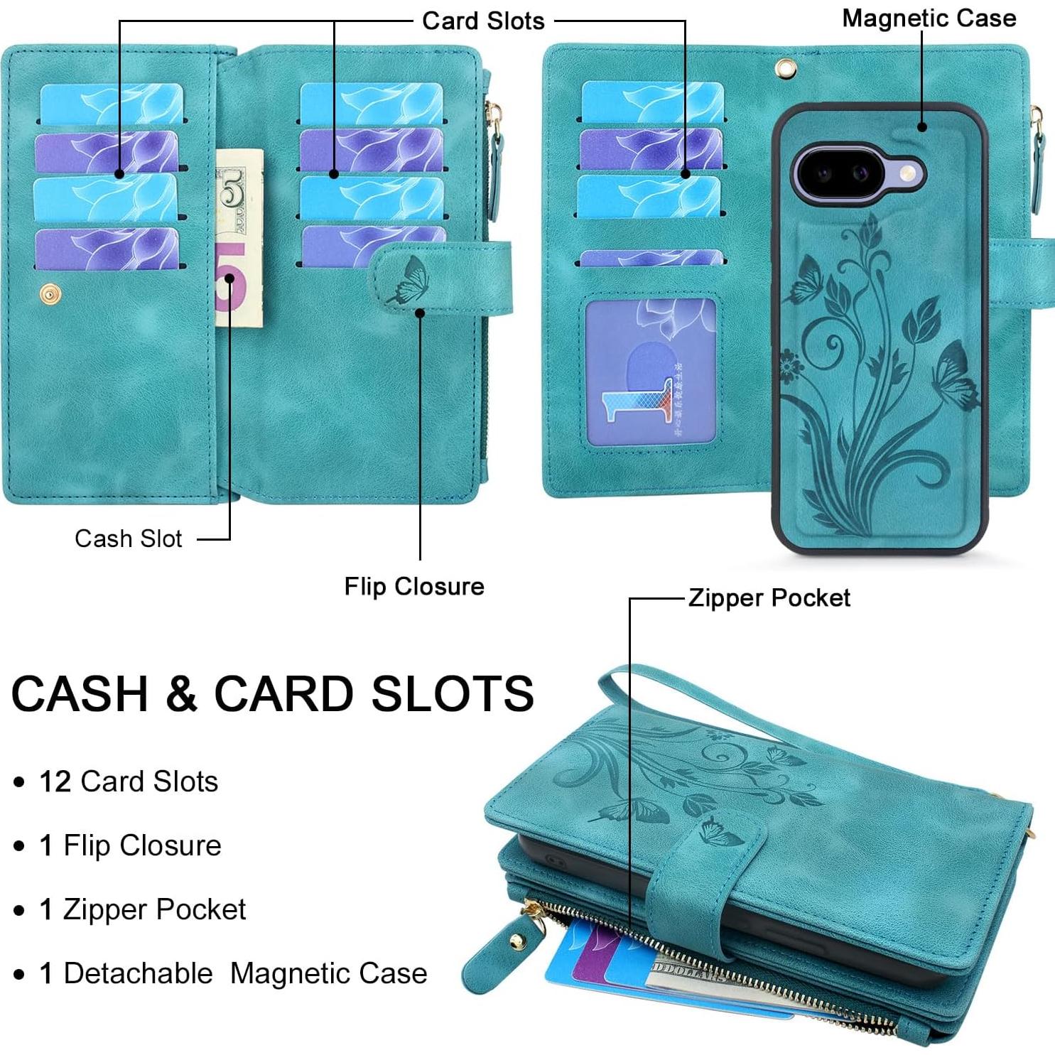 Funda Cartera Lacass para Google Pixel 9a - 12 Ranuras, Correa