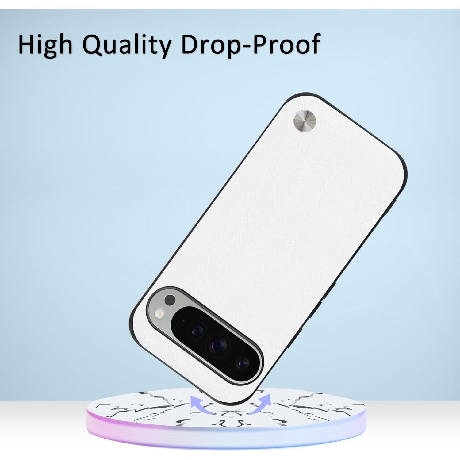 Funda Protectora Puxssul para Google Pixel 9 Pro XL - Blanco, Anti-Huella