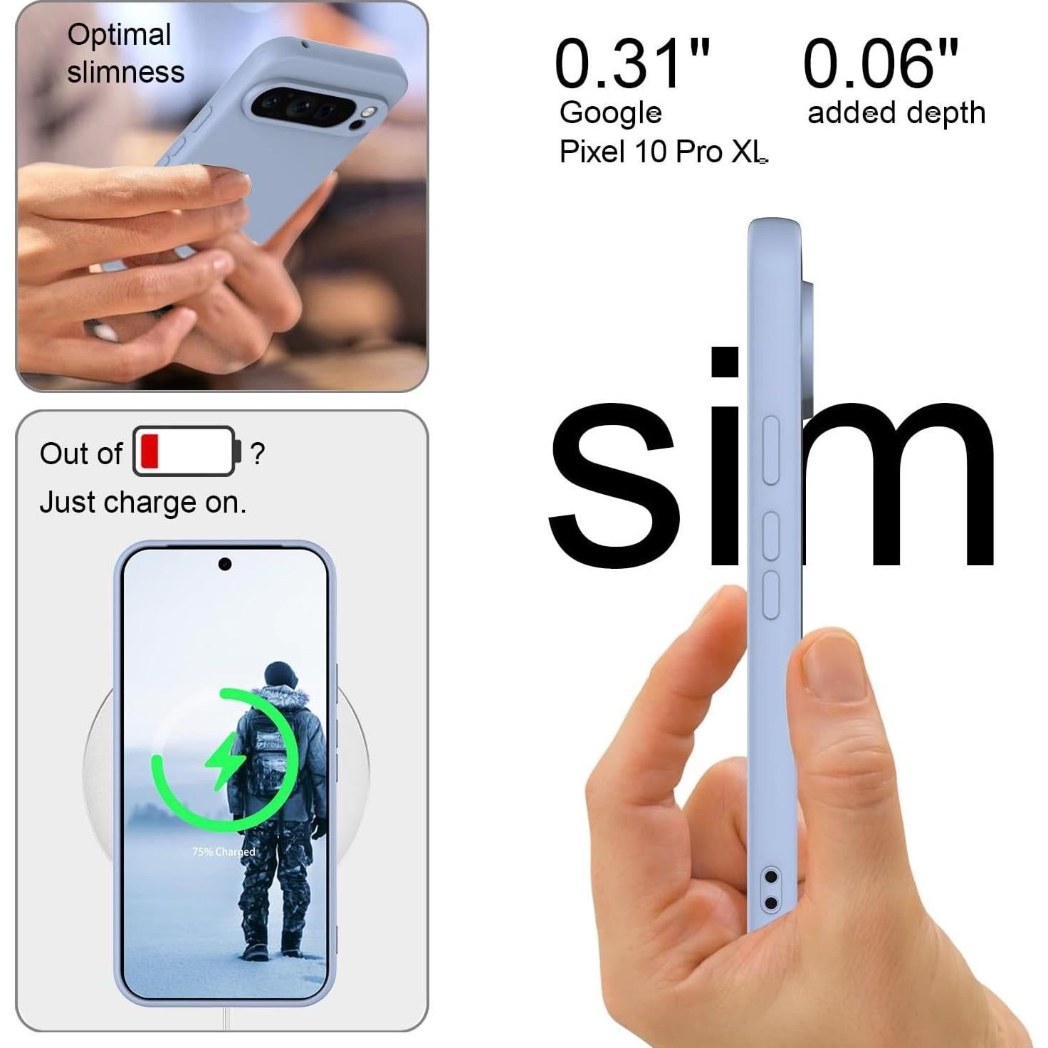 Funda de Silicona Google Pixel 10 Pro XL Gris, Delgado y Resistente