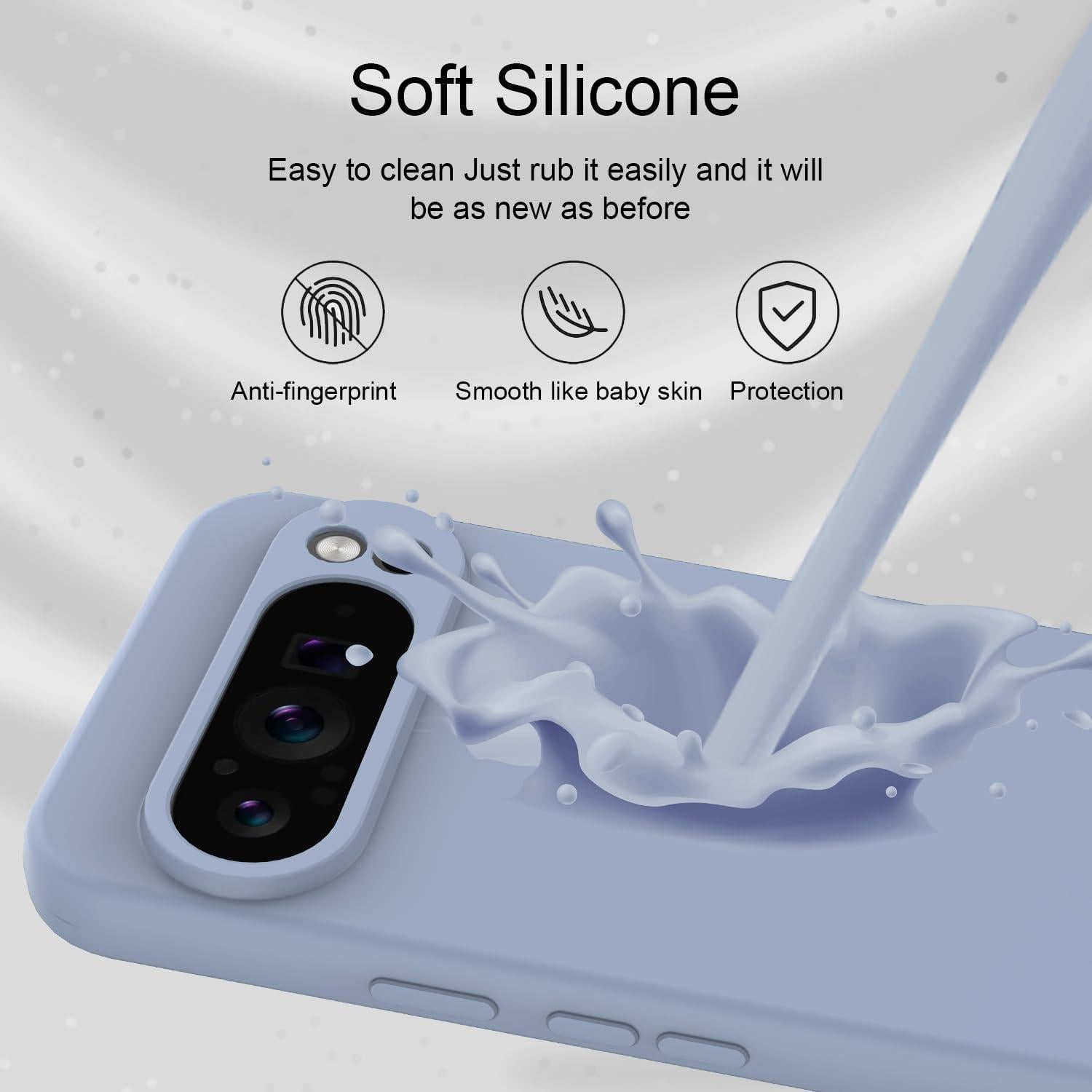 Funda de Silicona Google Pixel 10 Pro XL Gris, Delgado y Resistente