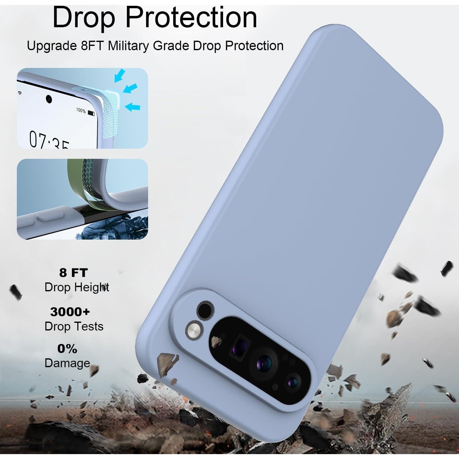 Funda de Silicona Google Pixel 10 Pro XL Gris, Delgado y Resistente