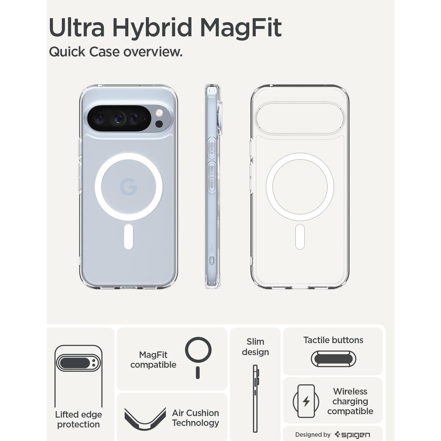 Funda Spigen Ultra Hybrid MagFit para Pixel 10 Pro XL 2025 - Transparente