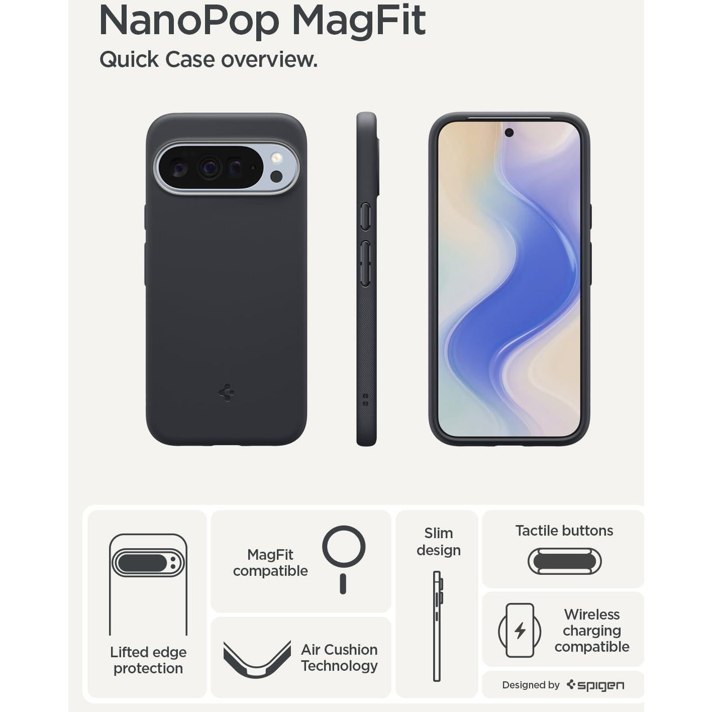 Funda Spigen Nano Pop MagFit para Google Pixel 10/10 Pro - Sésamo Negro
