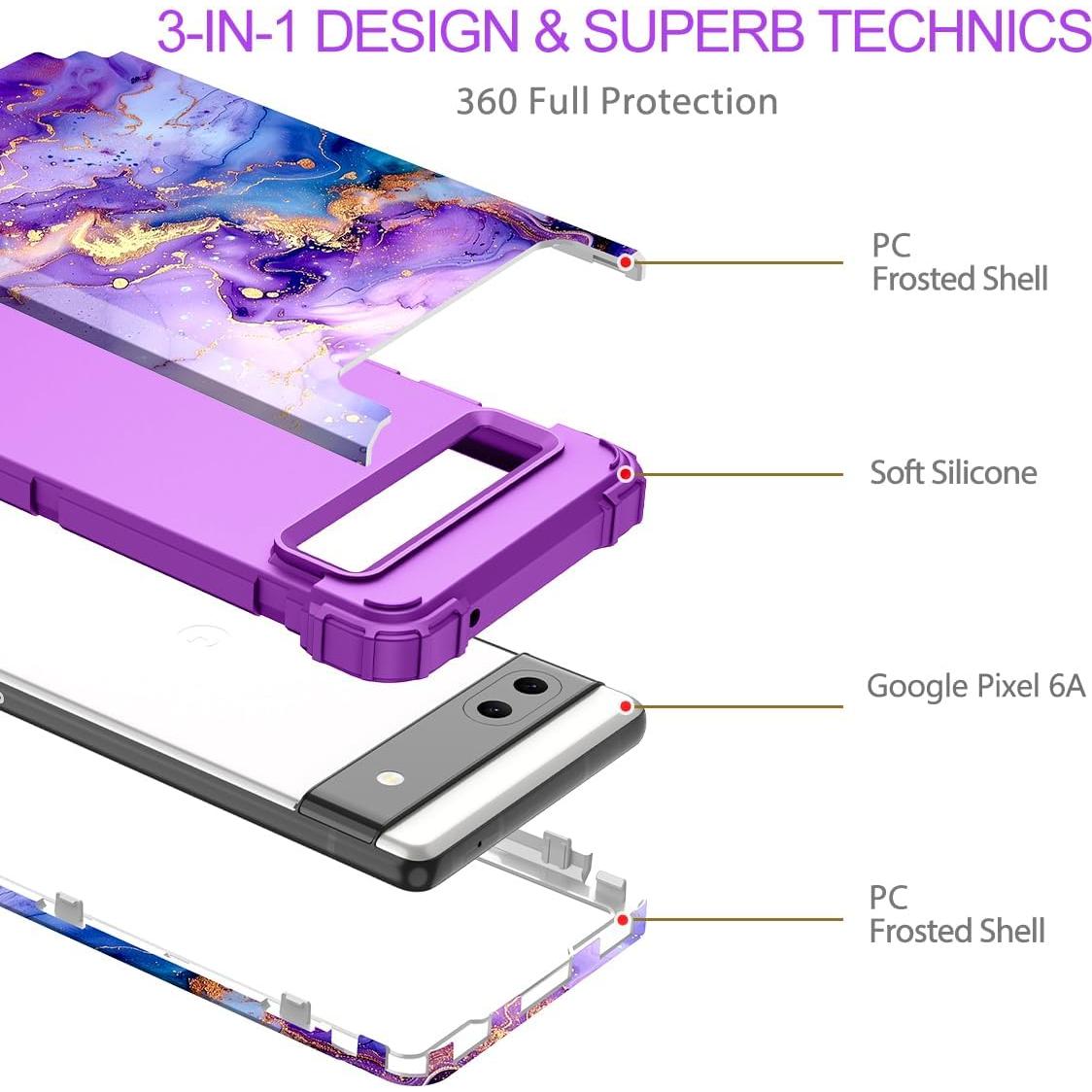 Funda Hekodonk para Google Pixel 6A 2022, Protección Completa 3 en 1