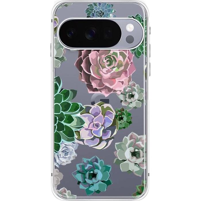 Funda TPU Google Pixel 10 Pro Cactus Floral 6.3" Transparente