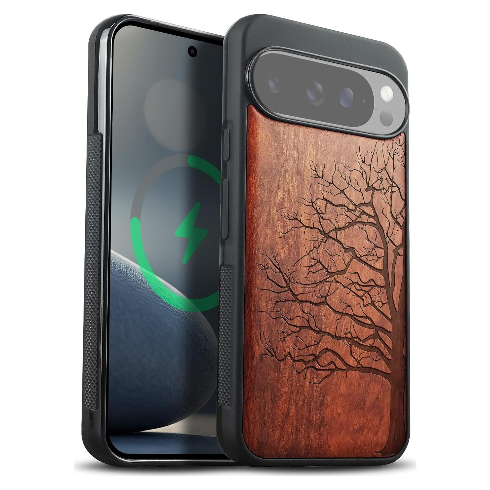 Funda de Madera Magnética Carveit para Pixel 10 Pro - Rosado