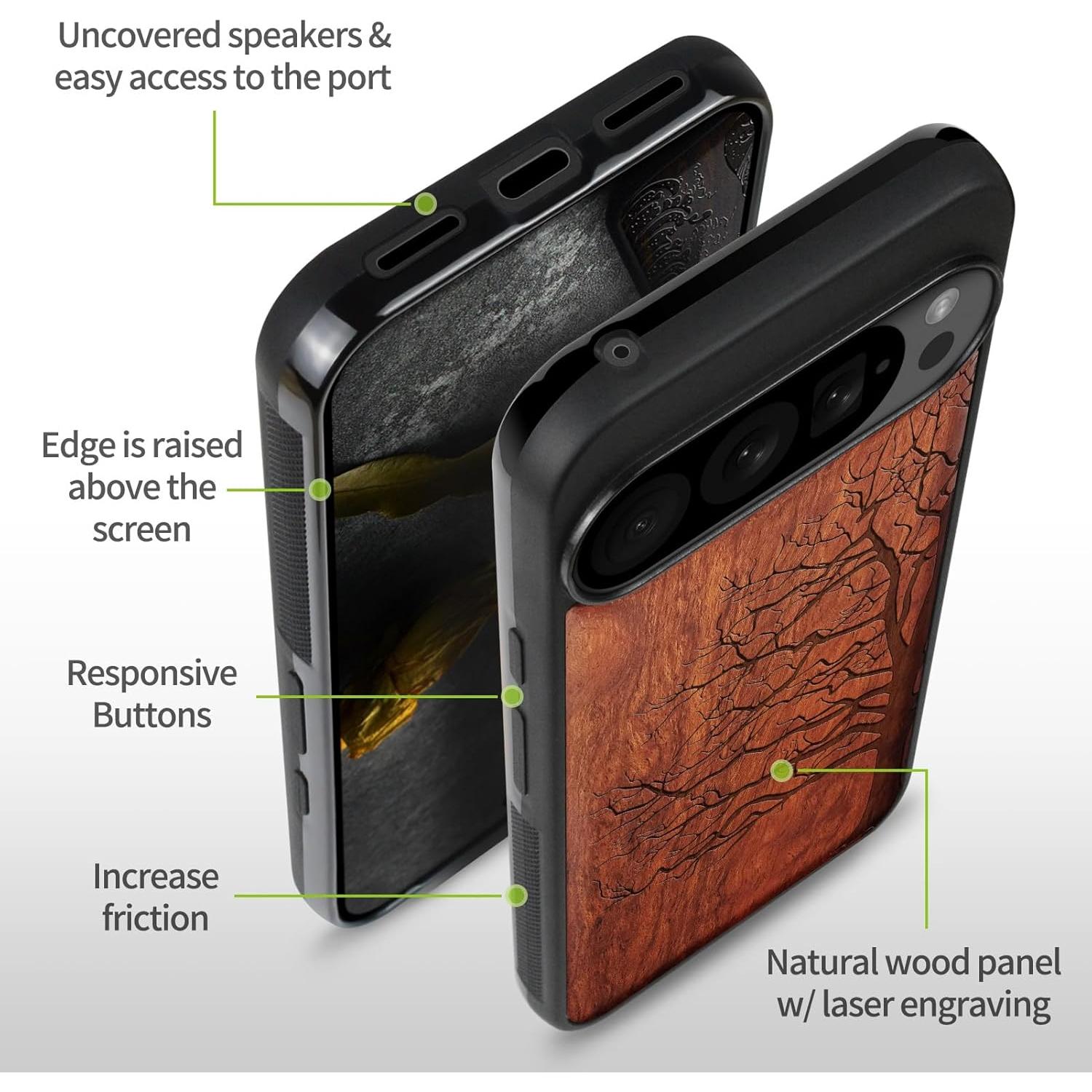 Funda de Madera Magnética Carveit para Pixel 10 Pro - Rosado