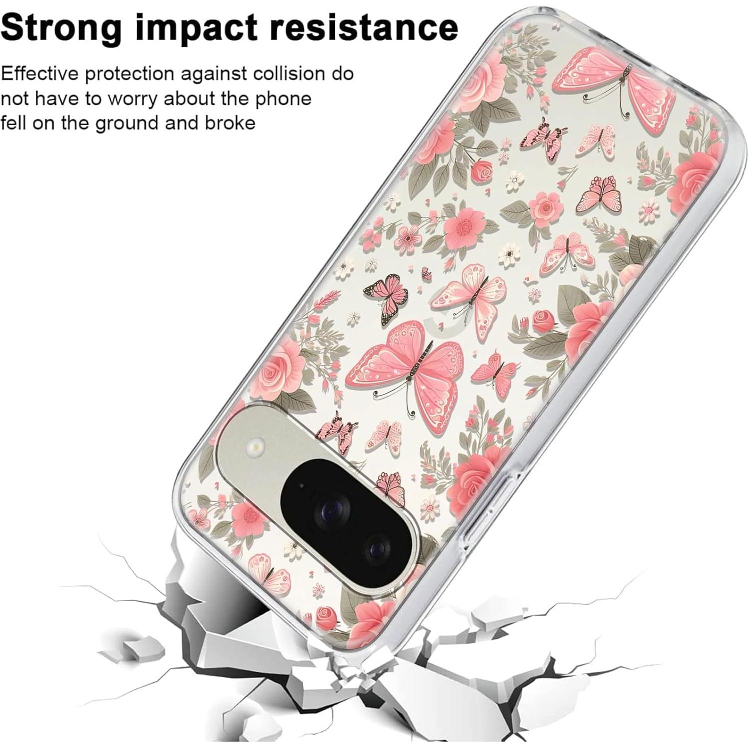 Funda TPU Mariposa Rosa para Google Pixel 9/9 Pro 5G 6,3"