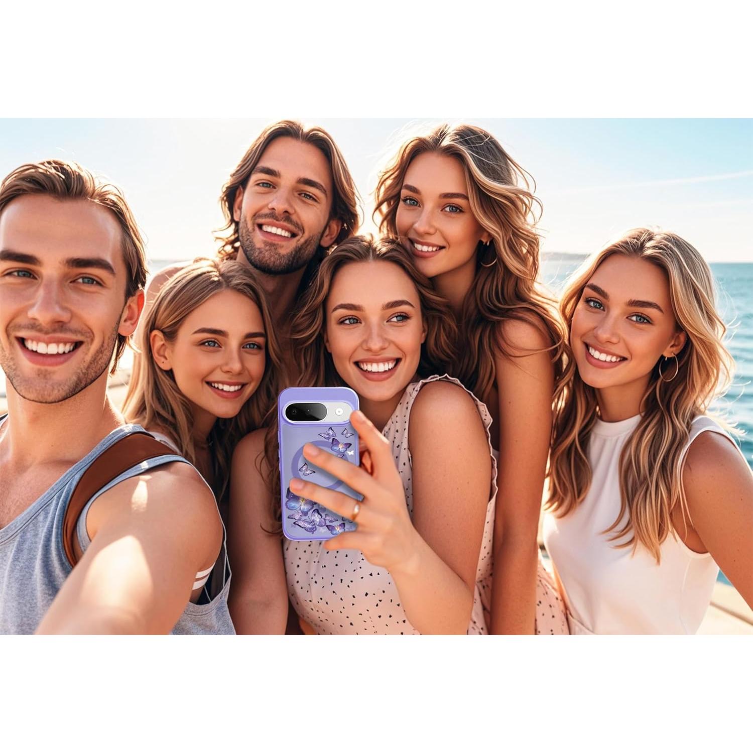 Funda Magnética Eiyikof para Google Pixel 9/9 Pro - Mariposa Morada