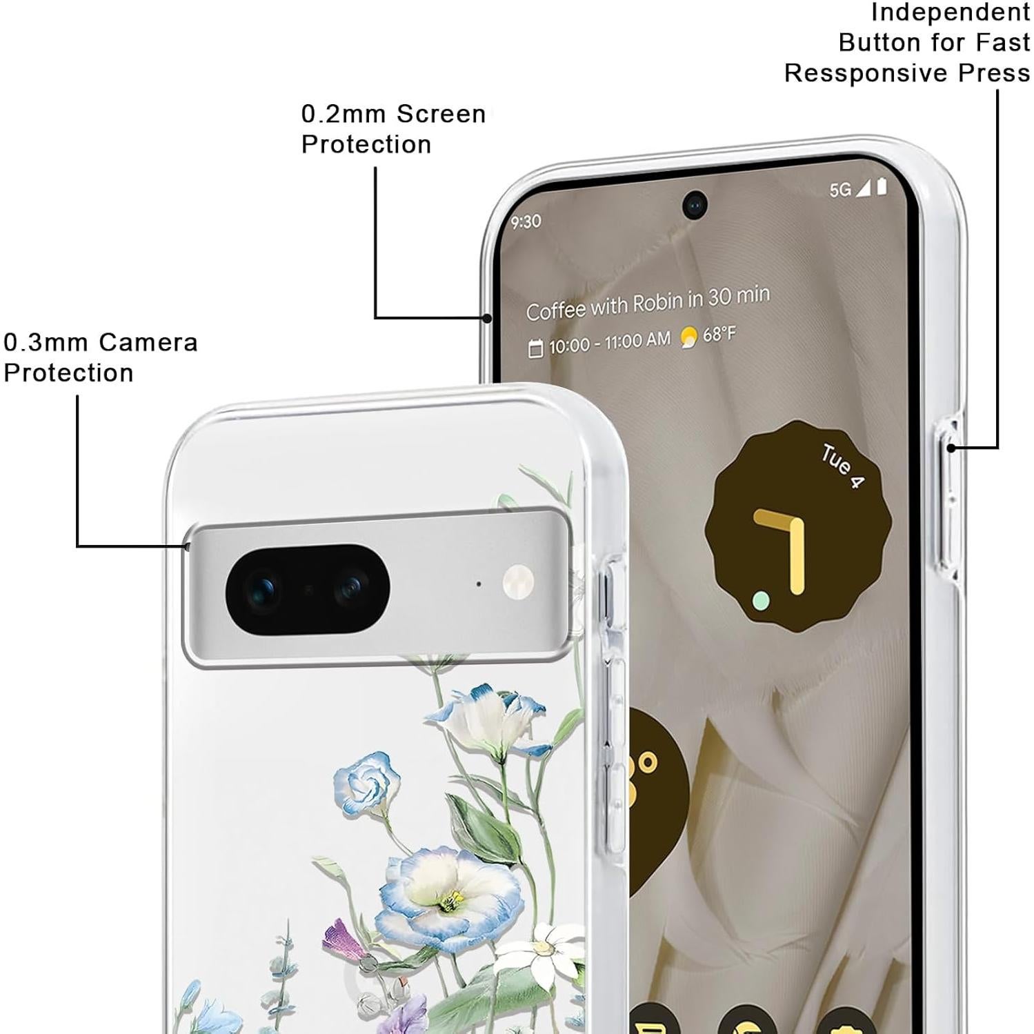 Funda Protectora Google Pixel 7 5G Floral Transparente