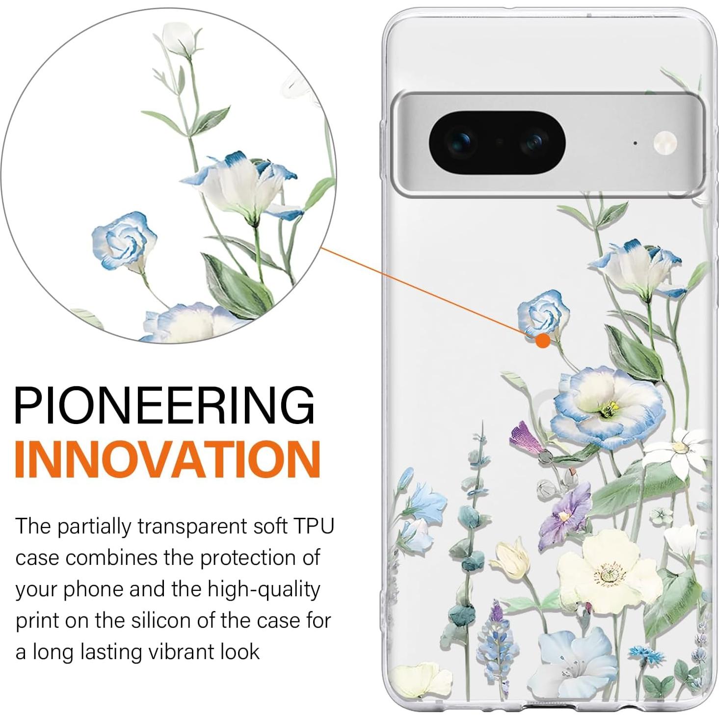 Funda Protectora Google Pixel 7 5G Floral Transparente