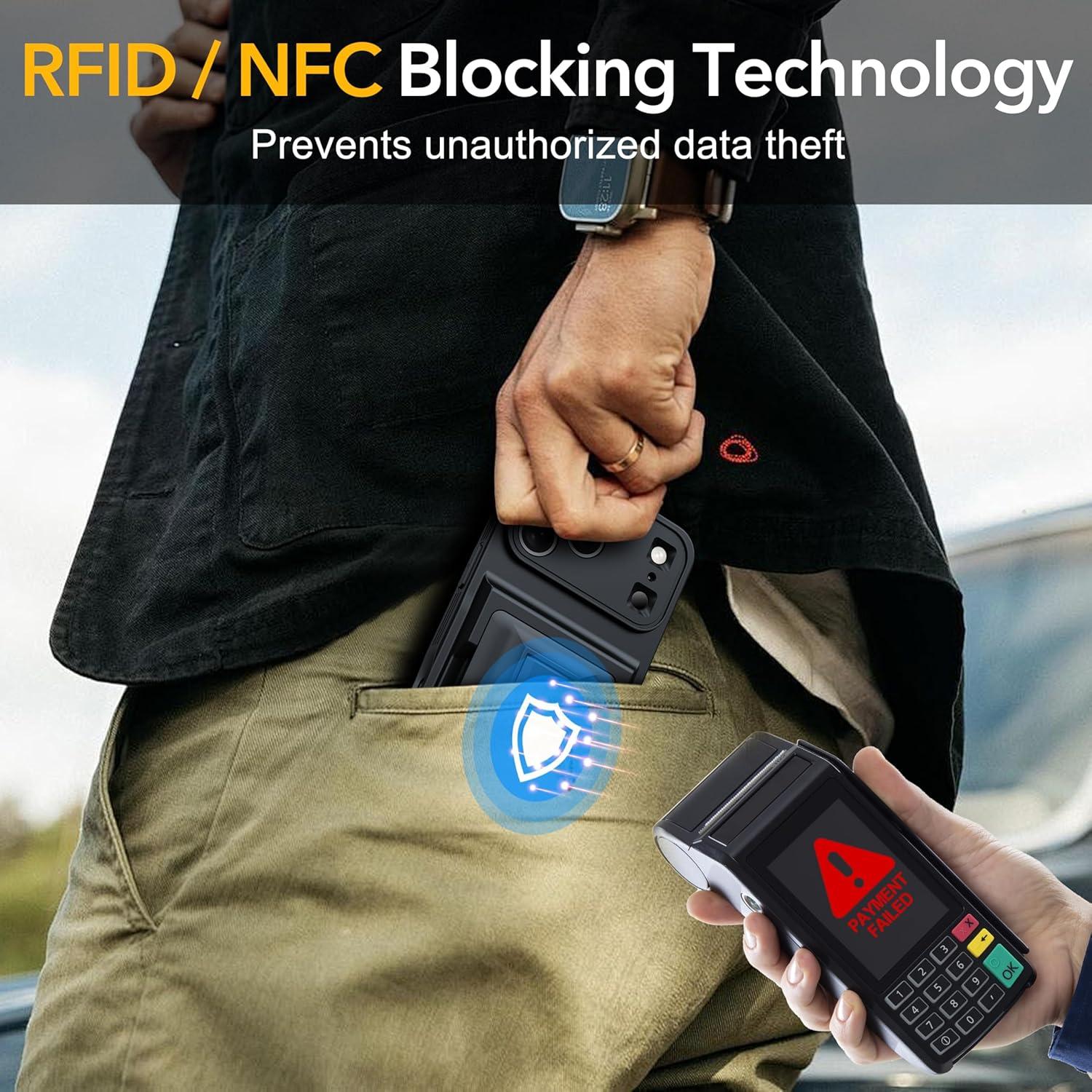 Funda de Cartera Oterkin para iPhone 17 Pro - Negro, Soporte y RFID