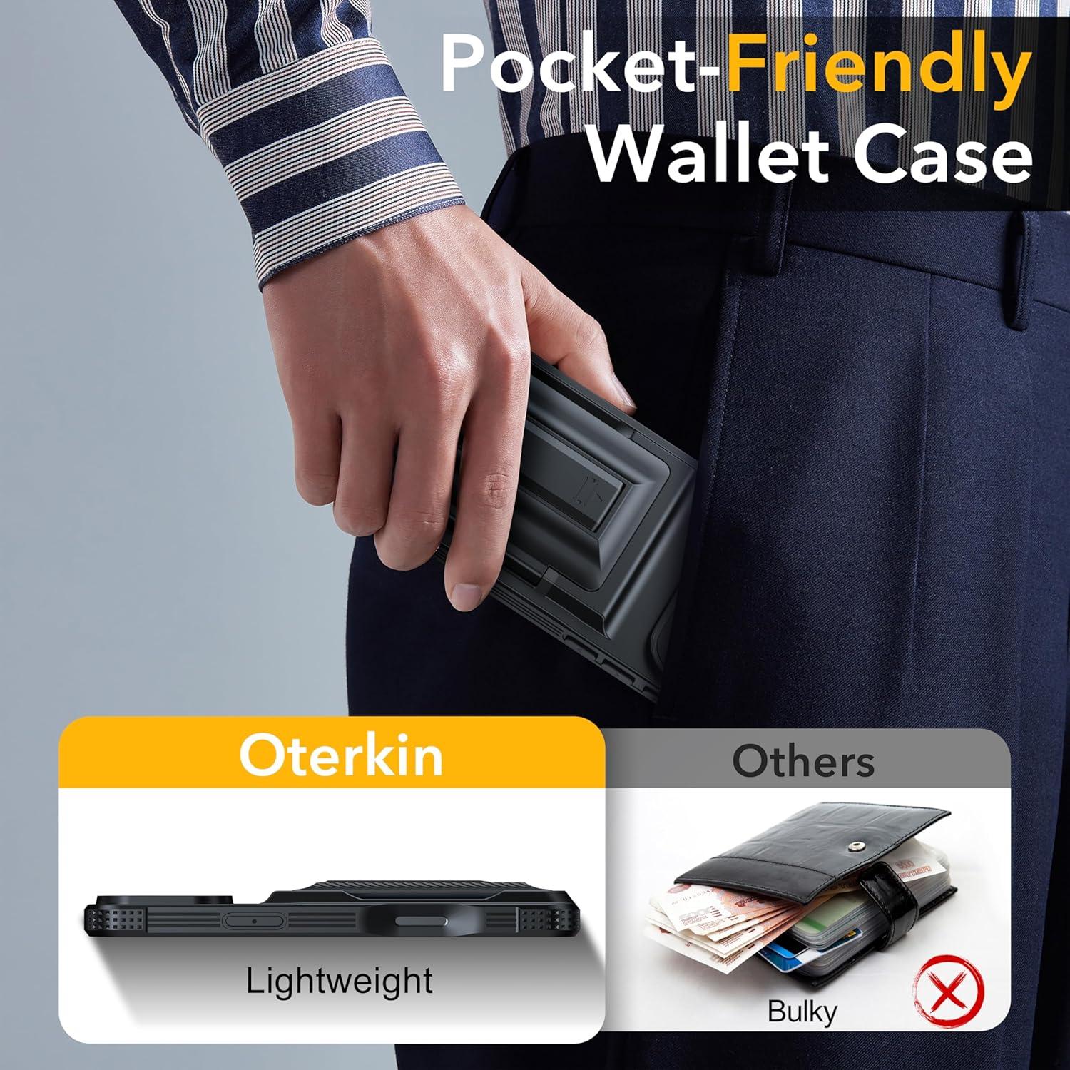 Funda de Cartera Oterkin para iPhone 17 Pro - Negro, Soporte y RFID