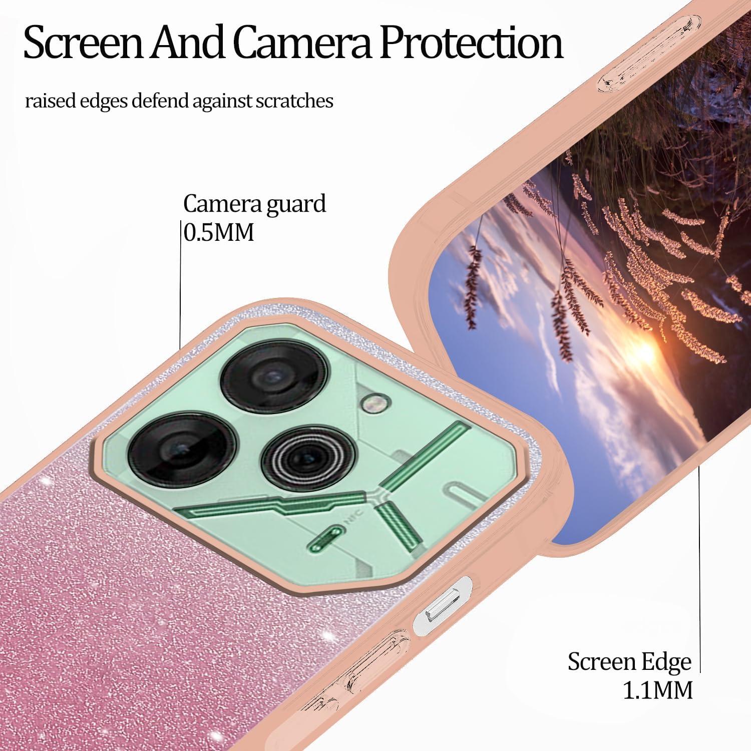 Funda Protectora Tecno Pova 6 Pro Wousunly Rosa Brillo Doble Capa