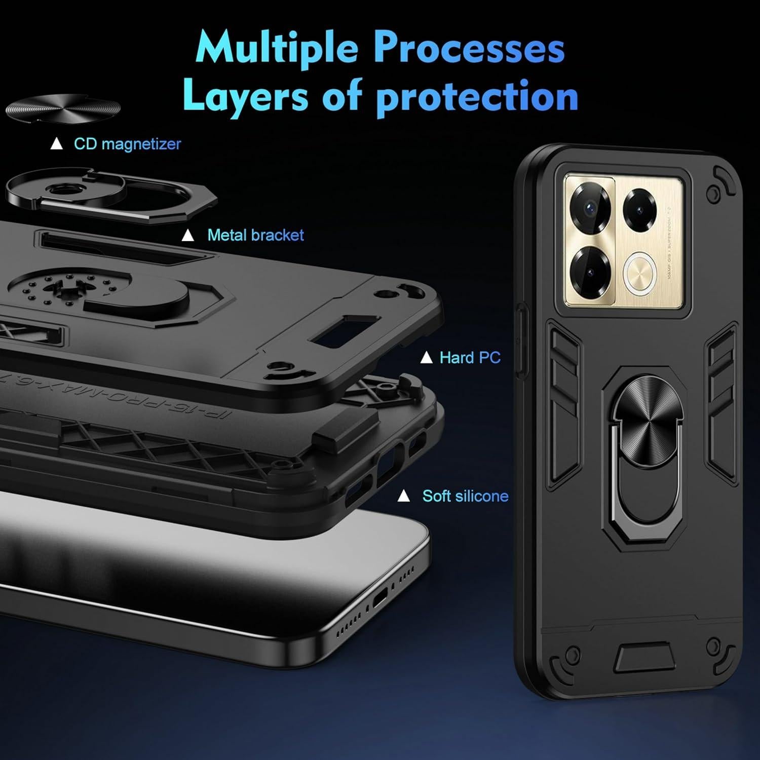 Funda Infinix Zero 30 4G Lucyliy Negra con Soporte Magnético