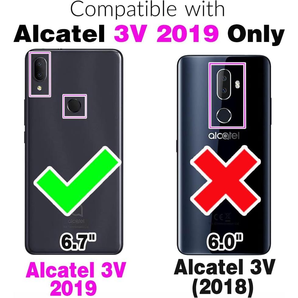 Funda Asuwish para Alcatel 3V 2019 Protección Híbrida Púrpura