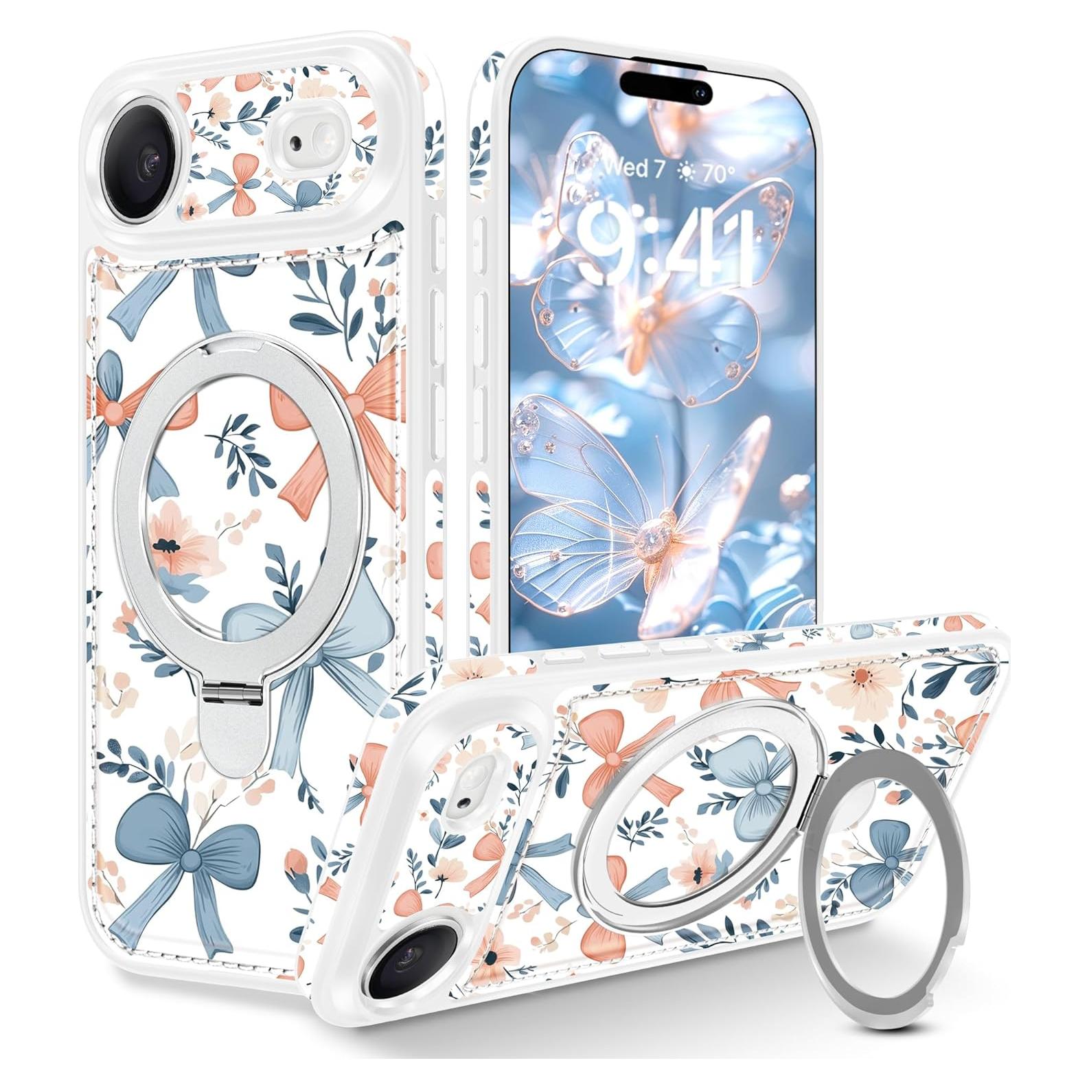 Funda Magnética Fingic para iPhone Air 17 - Floral, PU Cuero