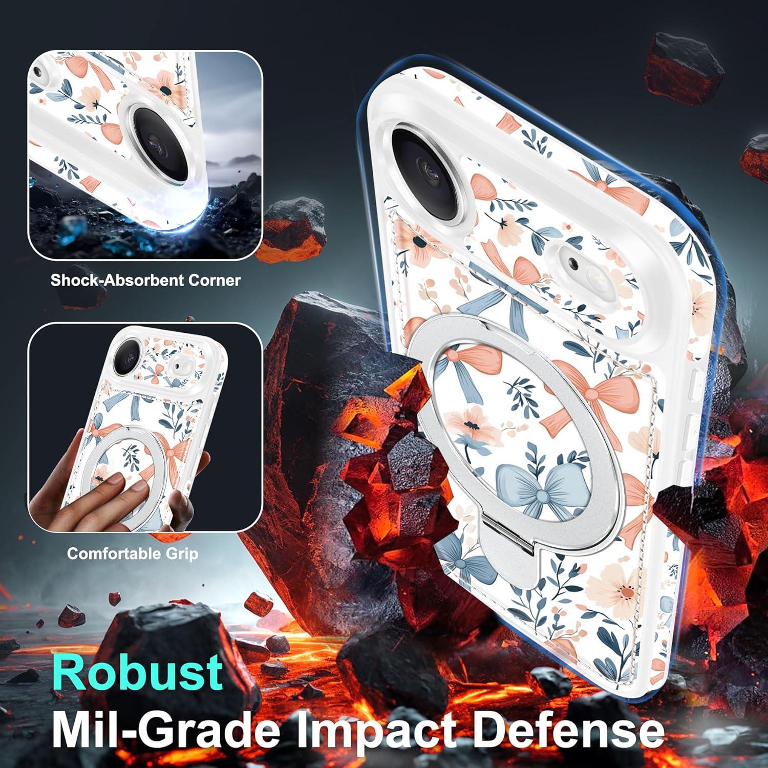 Funda Magnética Fingic para iPhone Air 17 - Floral, PU Cuero