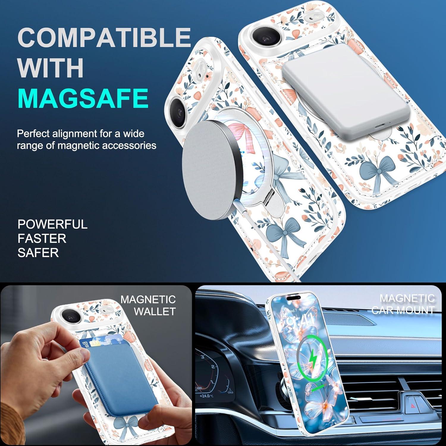 Funda Magnética Fingic para iPhone Air 17 - Floral, PU Cuero