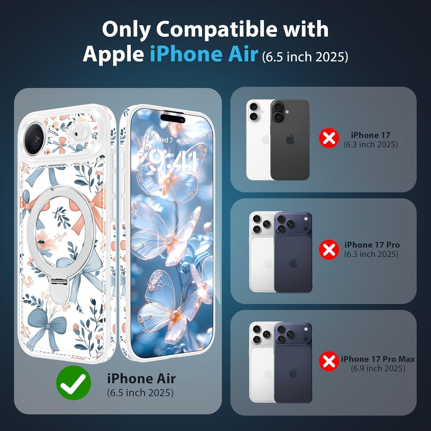 Funda Magnética Fingic para iPhone Air 17 - Floral, PU Cuero