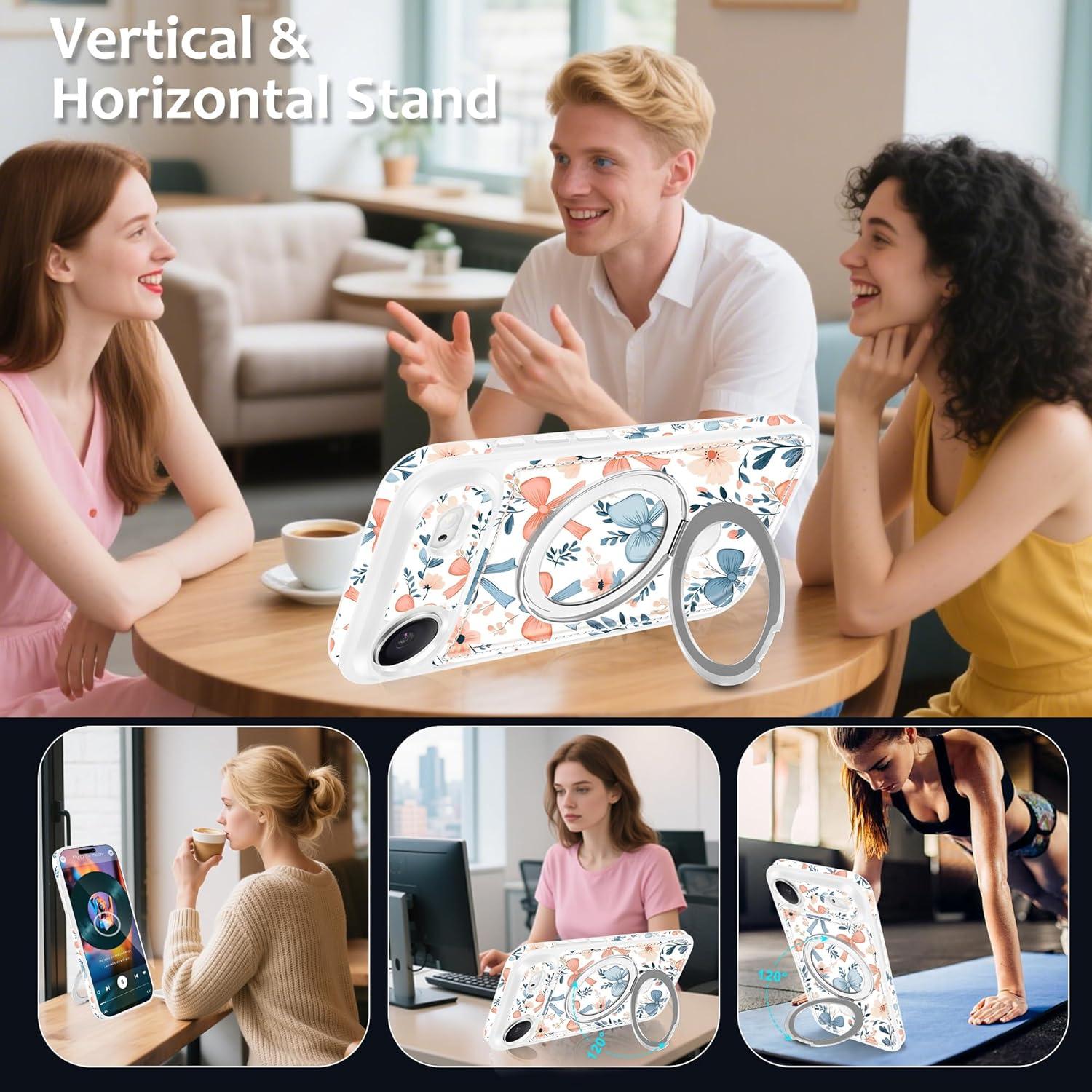 Funda Magnética Fingic para iPhone Air 17 - Floral, PU Cuero