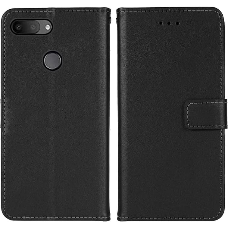 Funda Cartera de Cuero para Alcatel 1S 2019 - Negro
