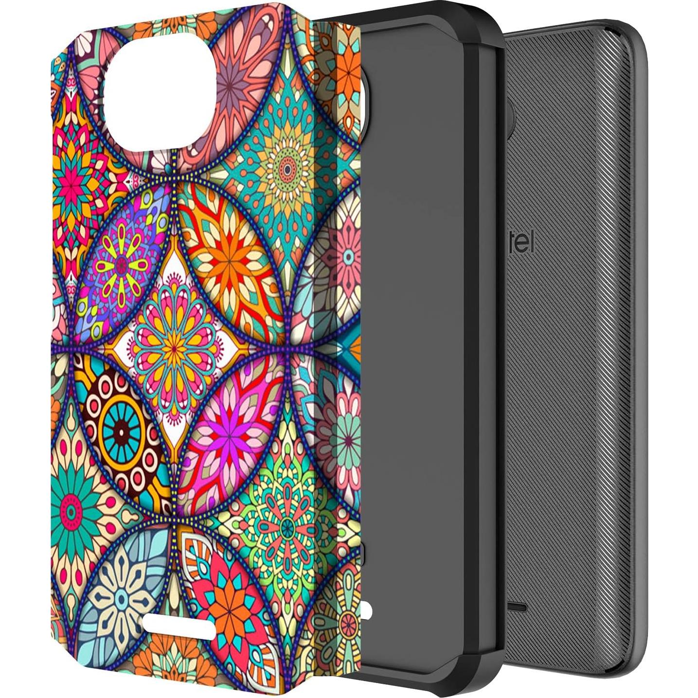 Funda Híbrida Rosebono para Alcatel Tetra - Mandala Colorida