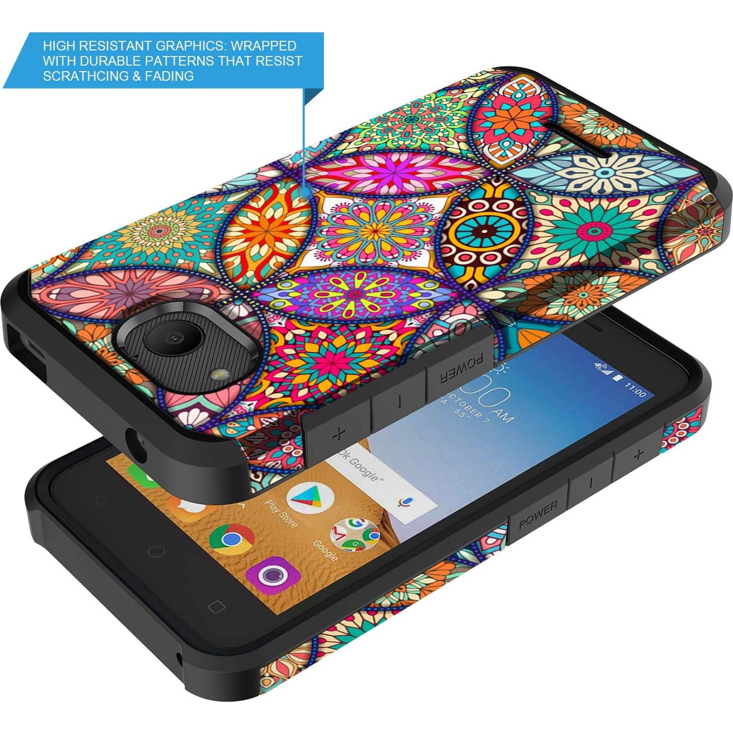 Funda Híbrida Rosebono para Alcatel Tetra - Mandala Colorida