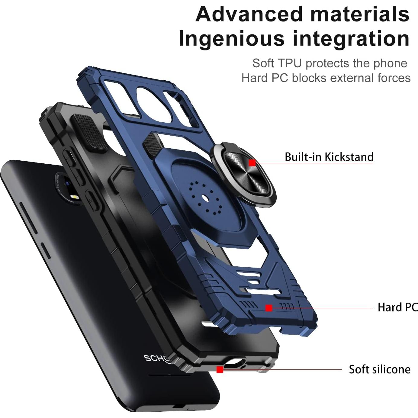 Funda Schok Volt SV55 con Protector de Pantalla Templado Azul